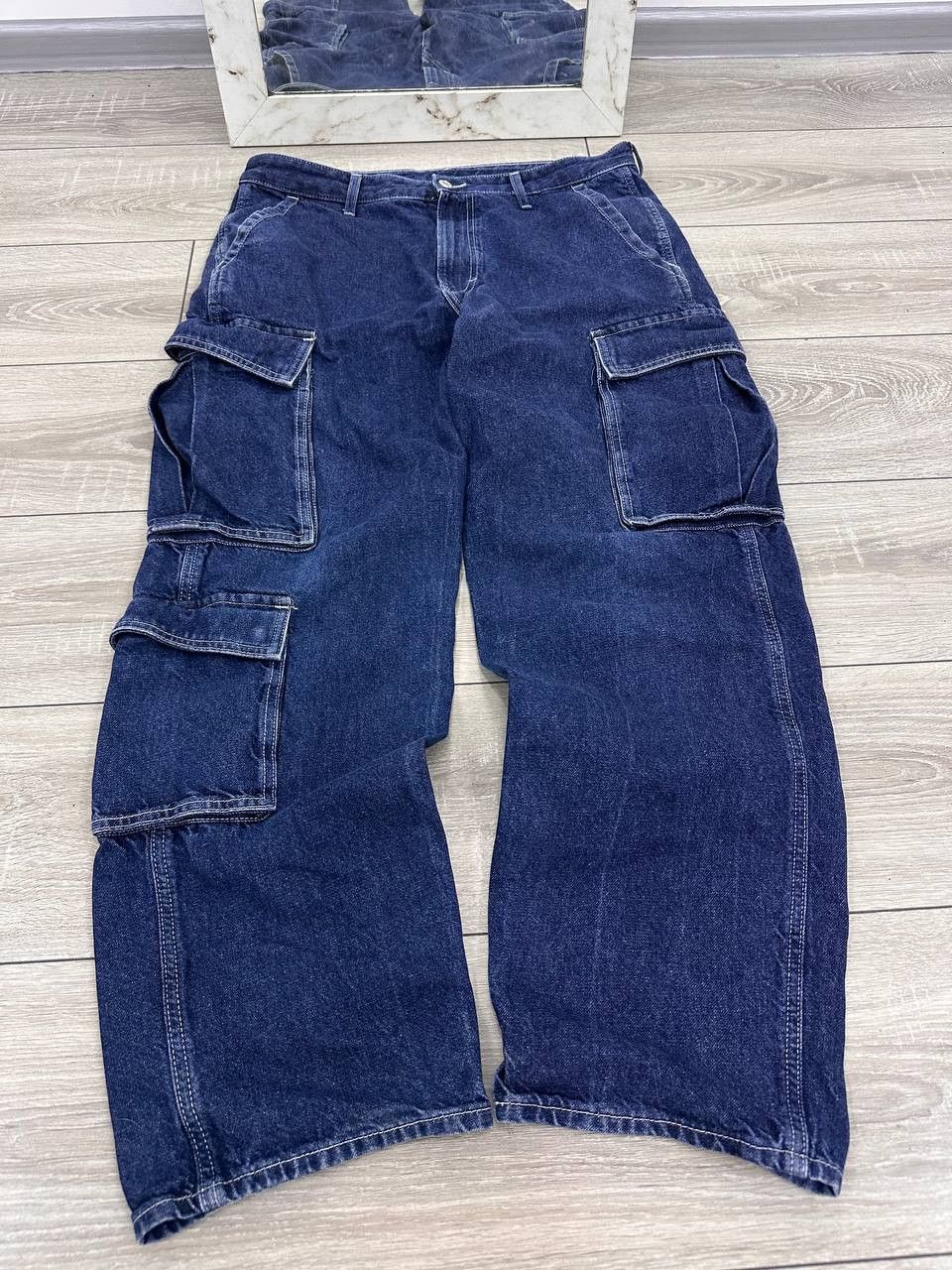Japanese Brand Baggy Multipocket Cargo Y2K Wide Jeans Size US 34 / EU 50 - 4 Thumbnail