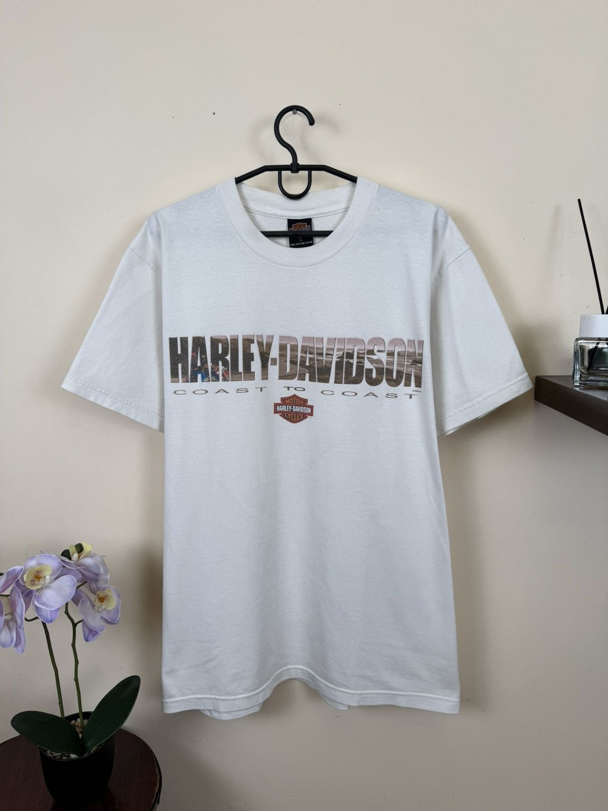 Harley Davidson Vintage Harley Davidson T shirt Biker USA White L Streetwear Size US XL / EU 56 / 4 - 3 Thumbnail