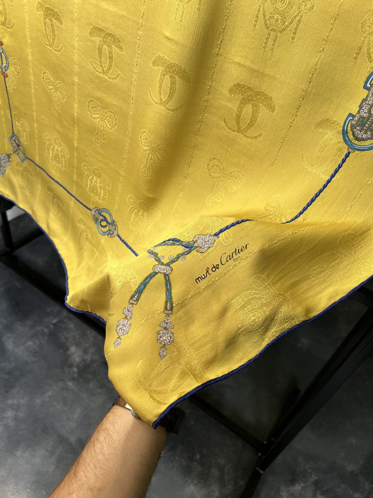 Cartier Vintage Cartier Yellow Silk Scarf Jewelry Print Paris Size ONE SIZE - 11 Thumbnail