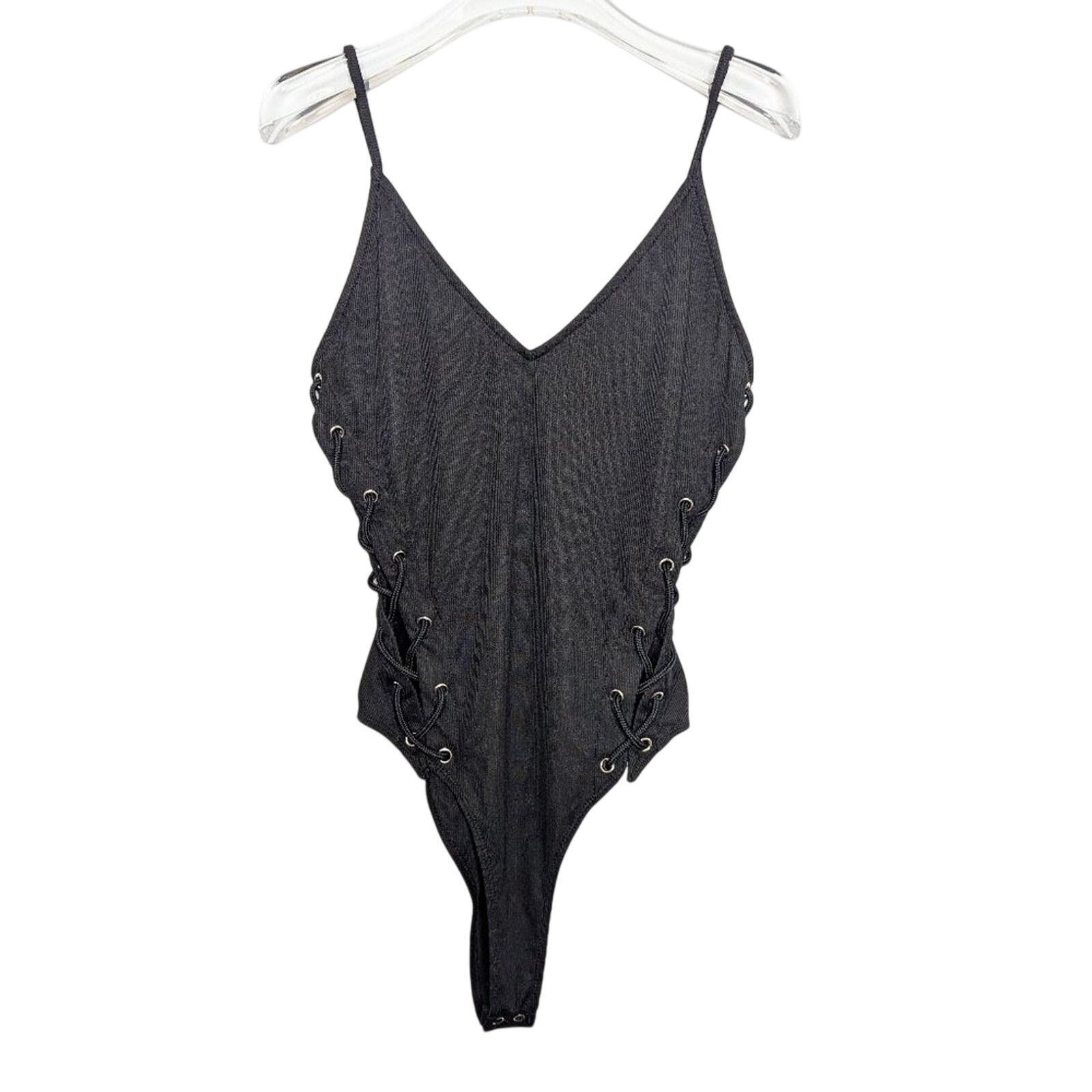 Forever 21 Forever 21 Dukes Of Dallas Ribbed Bodysuit Lace Up Sides Size L / US 10 / IT 46 - 1 Thumbnail