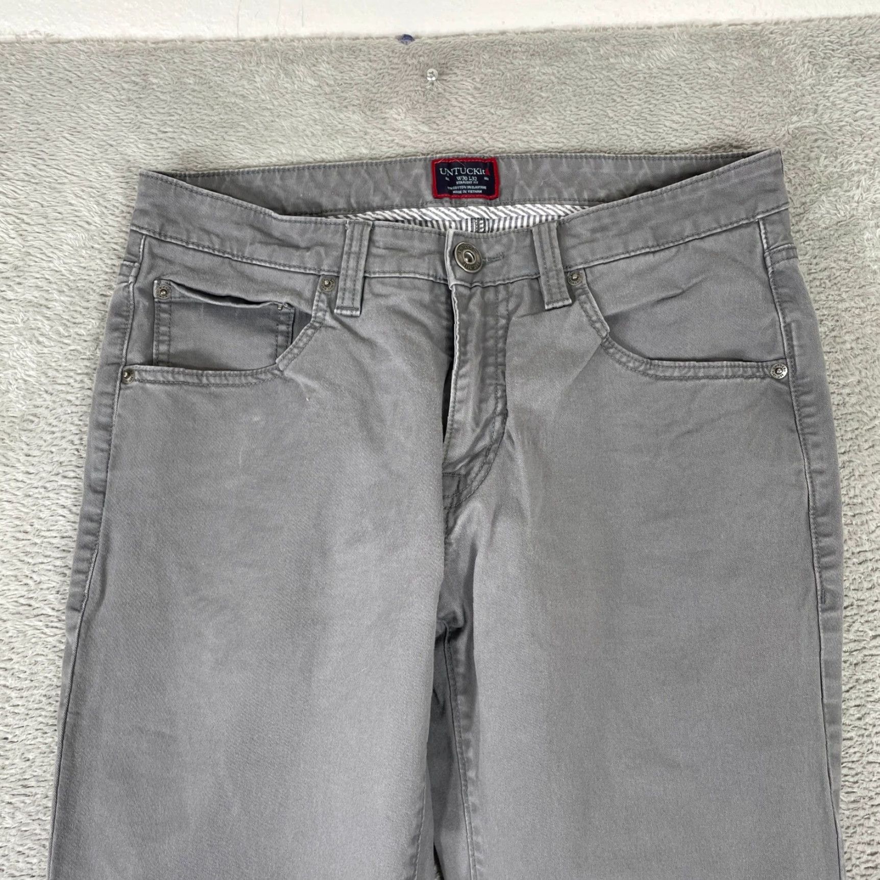 UNTUCKit UNTUCKit Don Santiago Pants Mens 30x31 Gray Straight Fit Chino Stretch Pants Size US 30 / EU 46 - 3 Thumbnail
