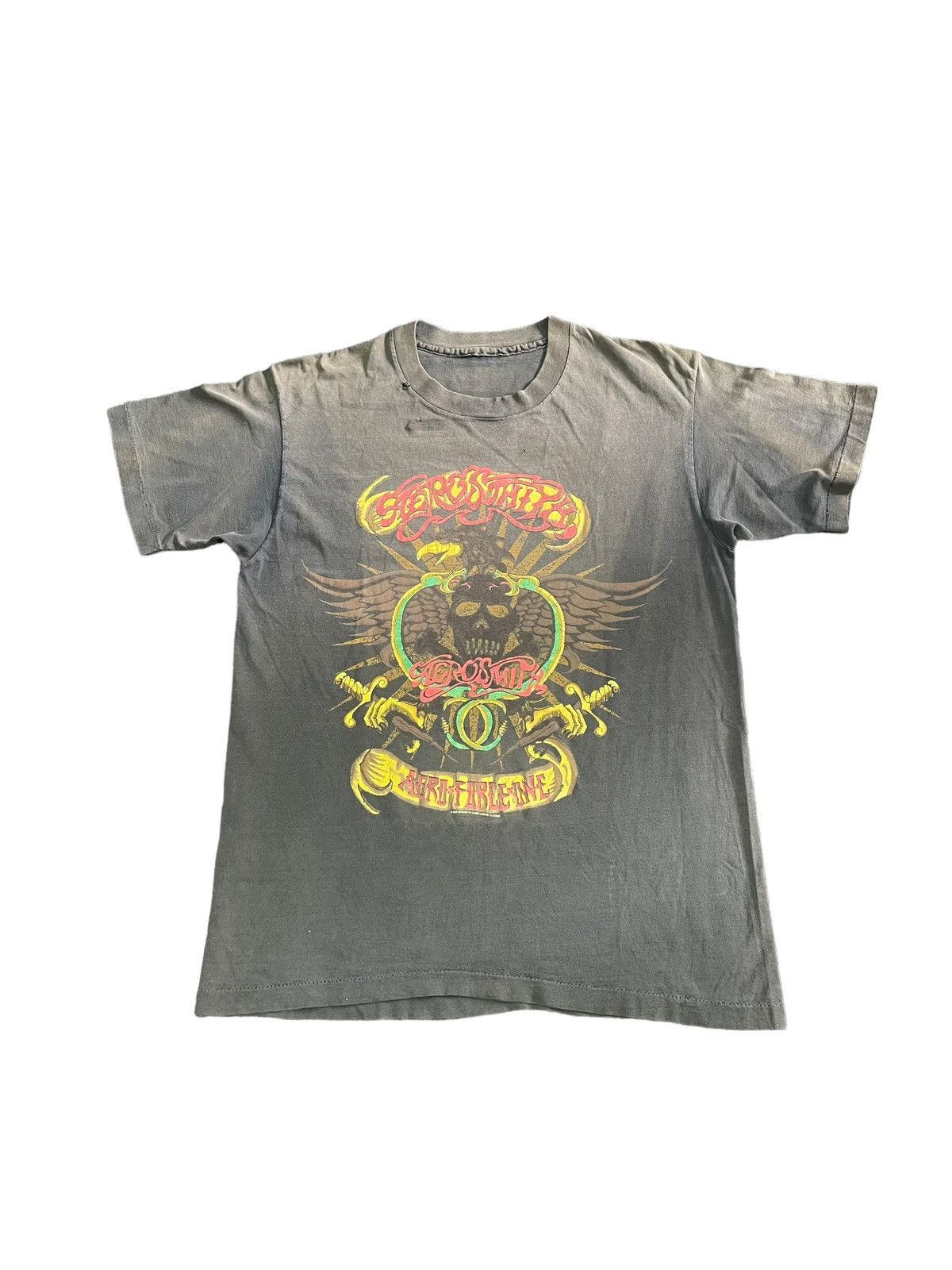 image of Vintage & 1993 Aerosmith Faded Distresed in Black, Men's (Size Medium)