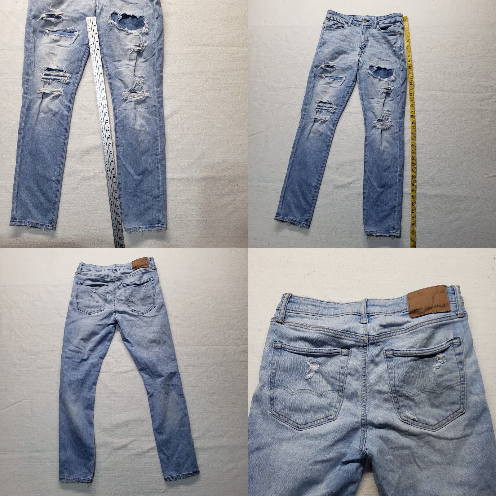 American Eagle Outfitters American Eagle Jeans Straight Slim Distressed 29x30 Adult Men Blue Cotton Blend Denim Logo 90s Theme Size US 30 / EU 46 - 8 Thumbnail