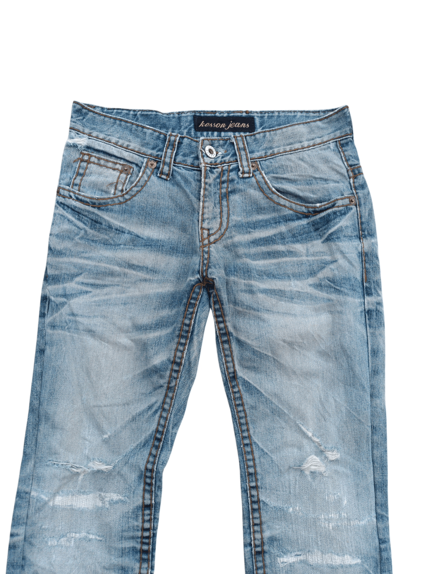 If Six Was Nine × Japanese Brand × Le Grande Bleu (L.G.B.) FLARED🔥Japanese Brand Kesson Distressed Whiskers Denim E192 Size US 31 - 9 Thumbnail
