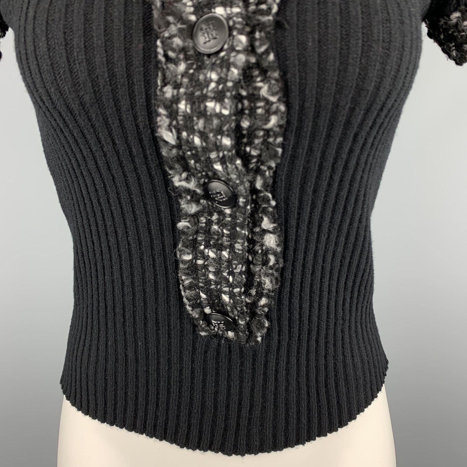 Carolina Herrera CAROLINA HERRERA Size 6 Black Wool Blend Gray Trim Pullover Size M / US 6-8 / IT 42-44 - 3 Thumbnail