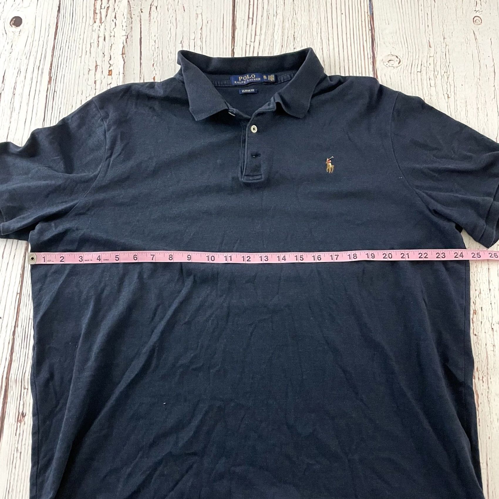 Vintage Polo Shirt Polo Ralph Classic Fit Short Sleeve XL Solid Dark Blue Mens Size US XL / EU 56 / 4 - 4 Thumbnail