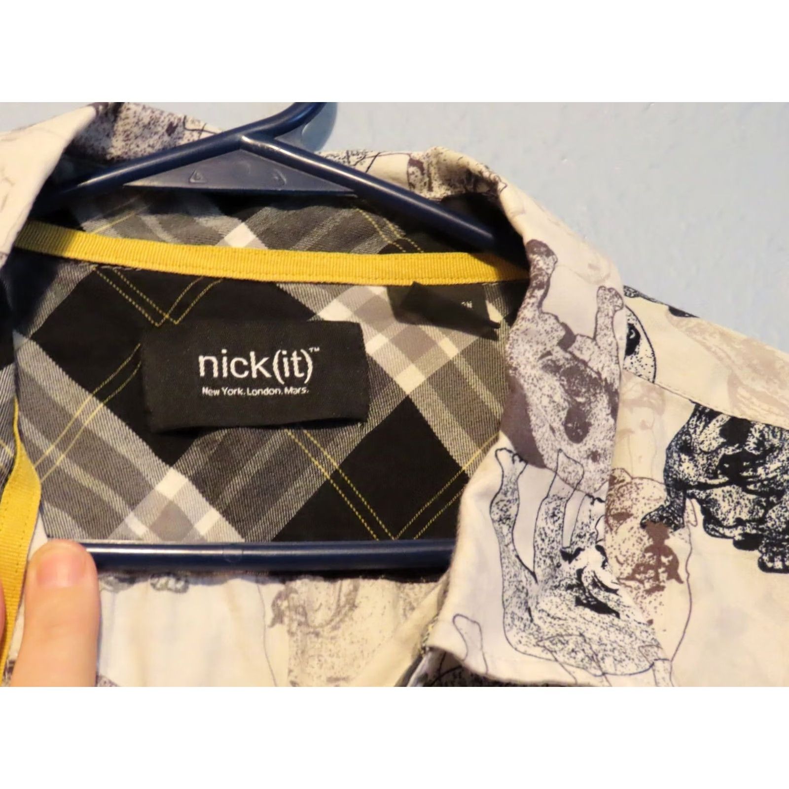 Vintage Nick(it) Men's XL White Bulldog Print Long Sleeve Button-Up Shirt Size US XL / EU 56 / 4 - 3 Thumbnail