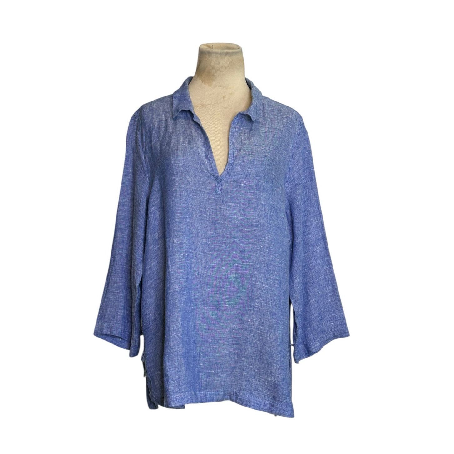 Isaac Mizrahi Isaac Mizrahi blue linen 3/4 sleeves tunic top size XL Size XL / US 12-14 / IT 48-50 - 1 Thumbnail