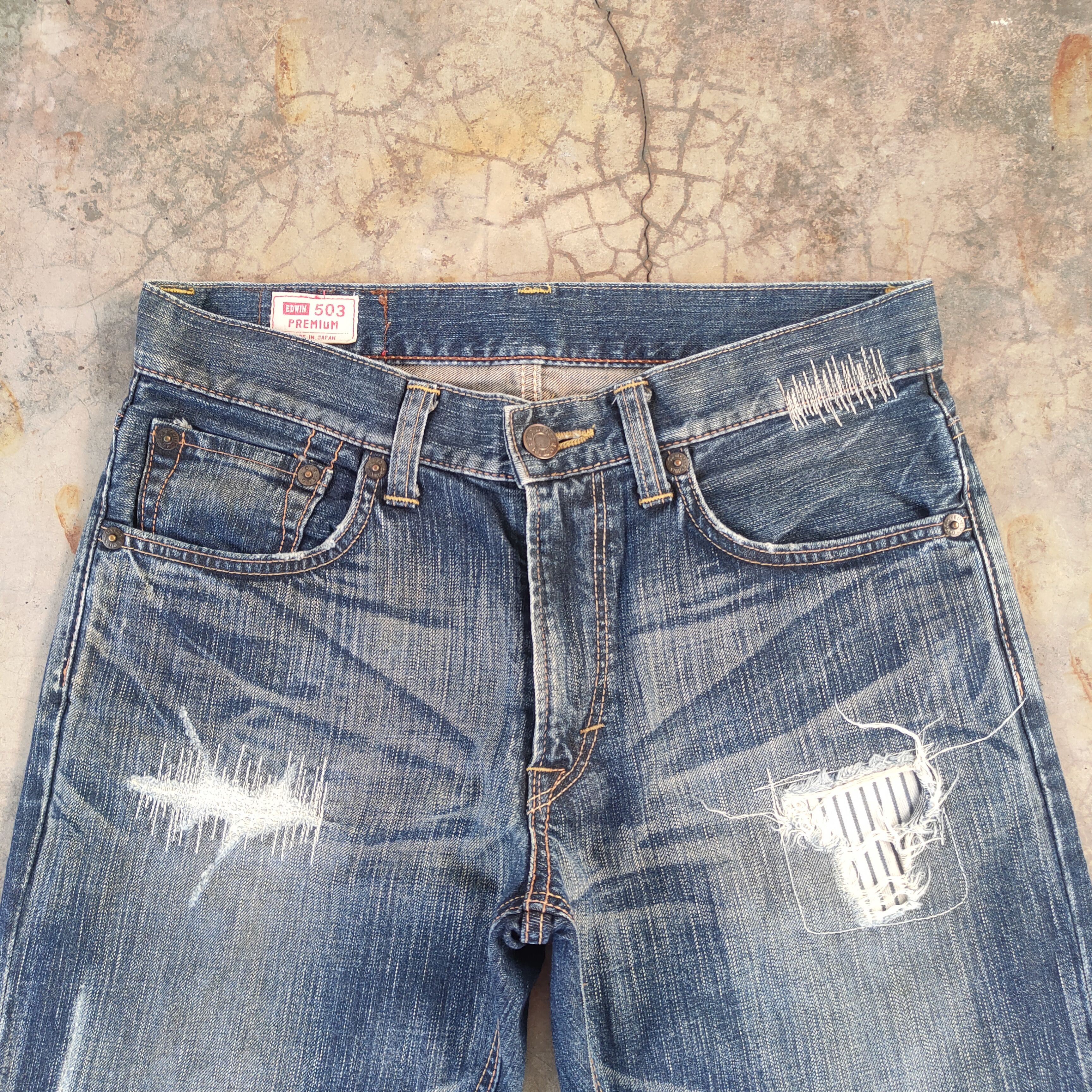 Edwin W32 VINTAGE EDWIN FADED DISTRESSED RIPPED JEANS PANTS Size US 32 / EU 48 - 3 Thumbnail