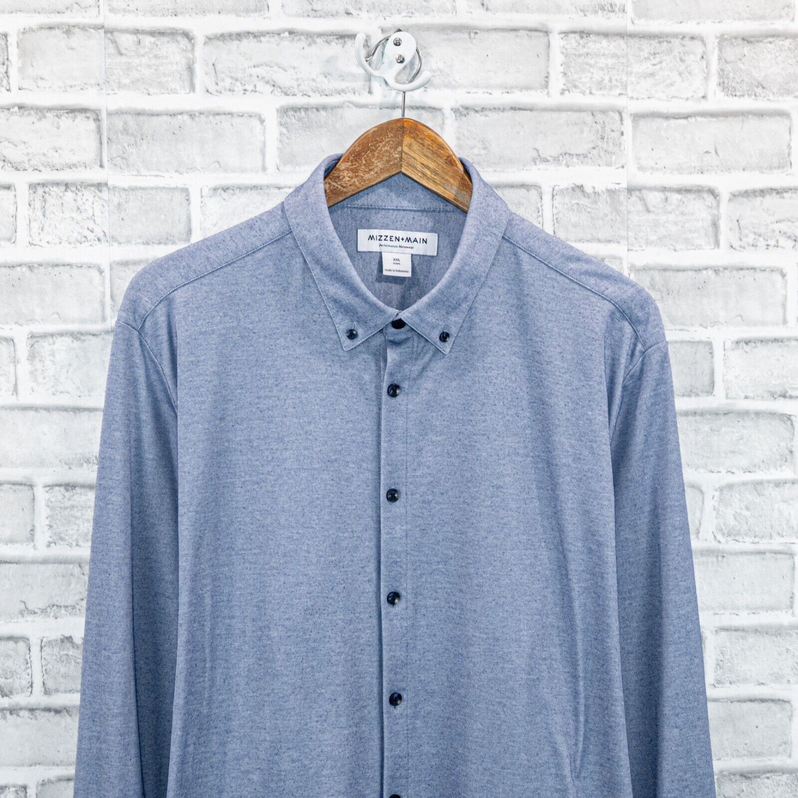 Mizzen+Main MIZZEN + MAIN Trim fit Button Down Shirt Blue poly cotton Size US XXL / EU 58 / 5 - 3 Thumbnail