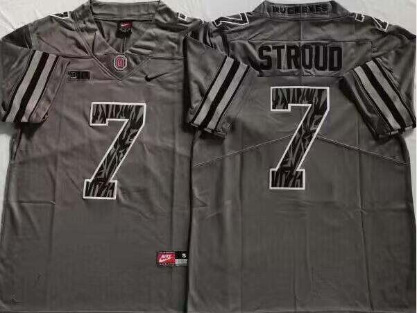 Custom Men Ohio State Buckeyes 7 CJ Stroud Gray Jersey Grailed