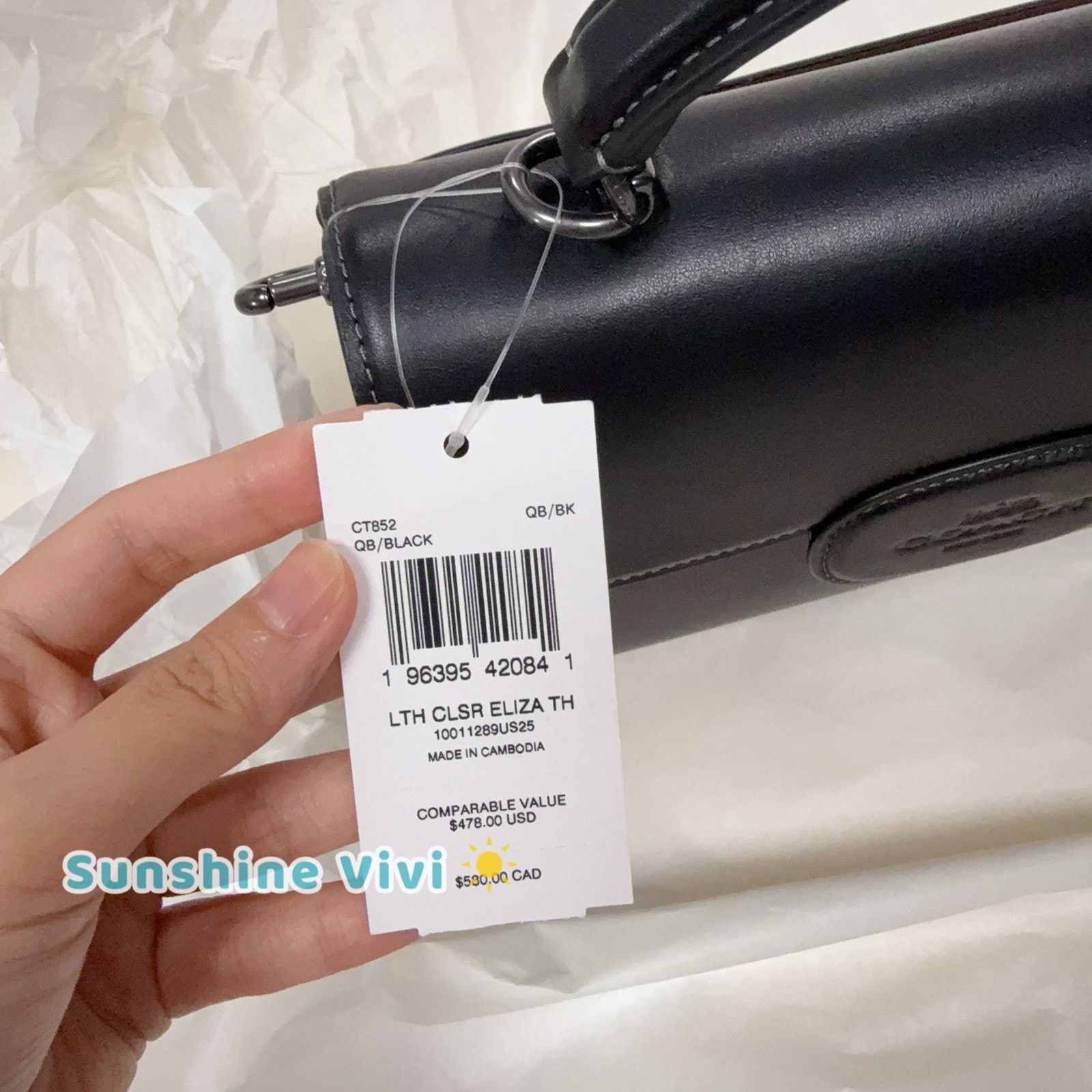 Coach NWT Coach Eliza Top Handle Bag Leather CT852, Gunmetal/Black Size ONE SIZE - 3 Thumbnail