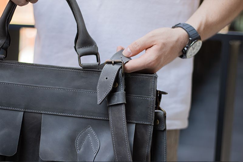 Handmade Genuine leather briefcase. Laptop bag. Messenger bag Size ONE SIZE - 5 Thumbnail