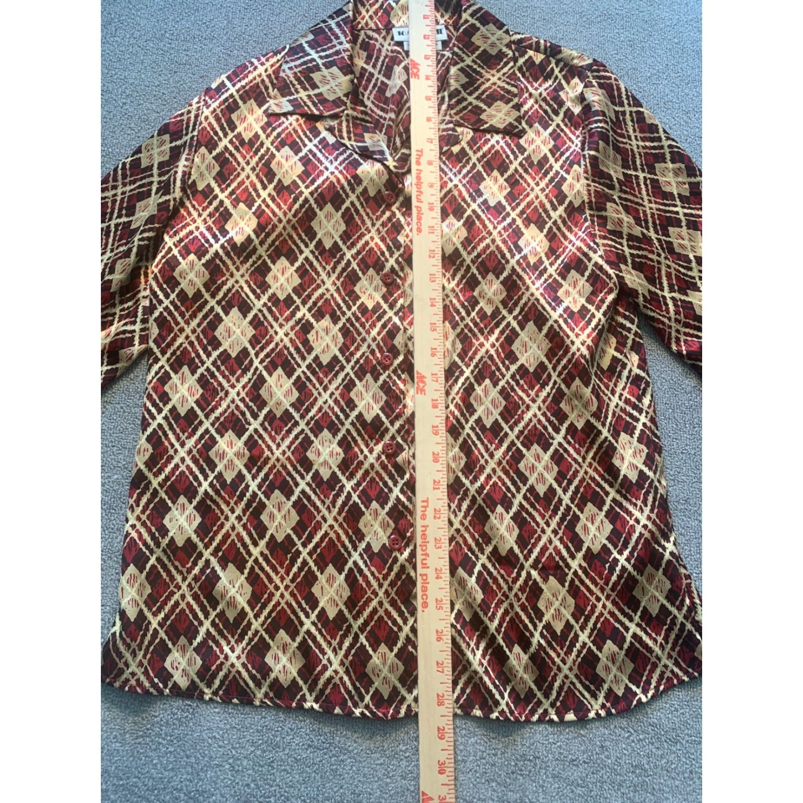 Vintage Joan Leslie Long Sleeve Shirt Womens Size 10 Button Up Top Red Light weight Size L / US 10 / IT 46 - 4 Thumbnail