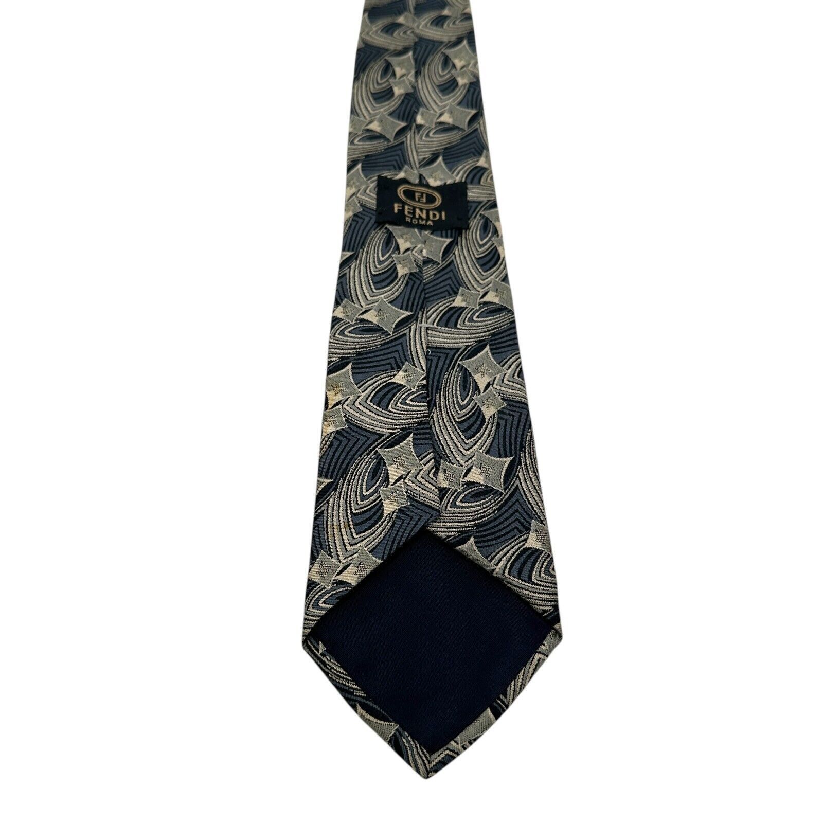 Fendi Fendi Neck Tie Men's One Size Blue Gray Beige 3.5” X 57” Size ONE SIZE - 2 Thumbnail