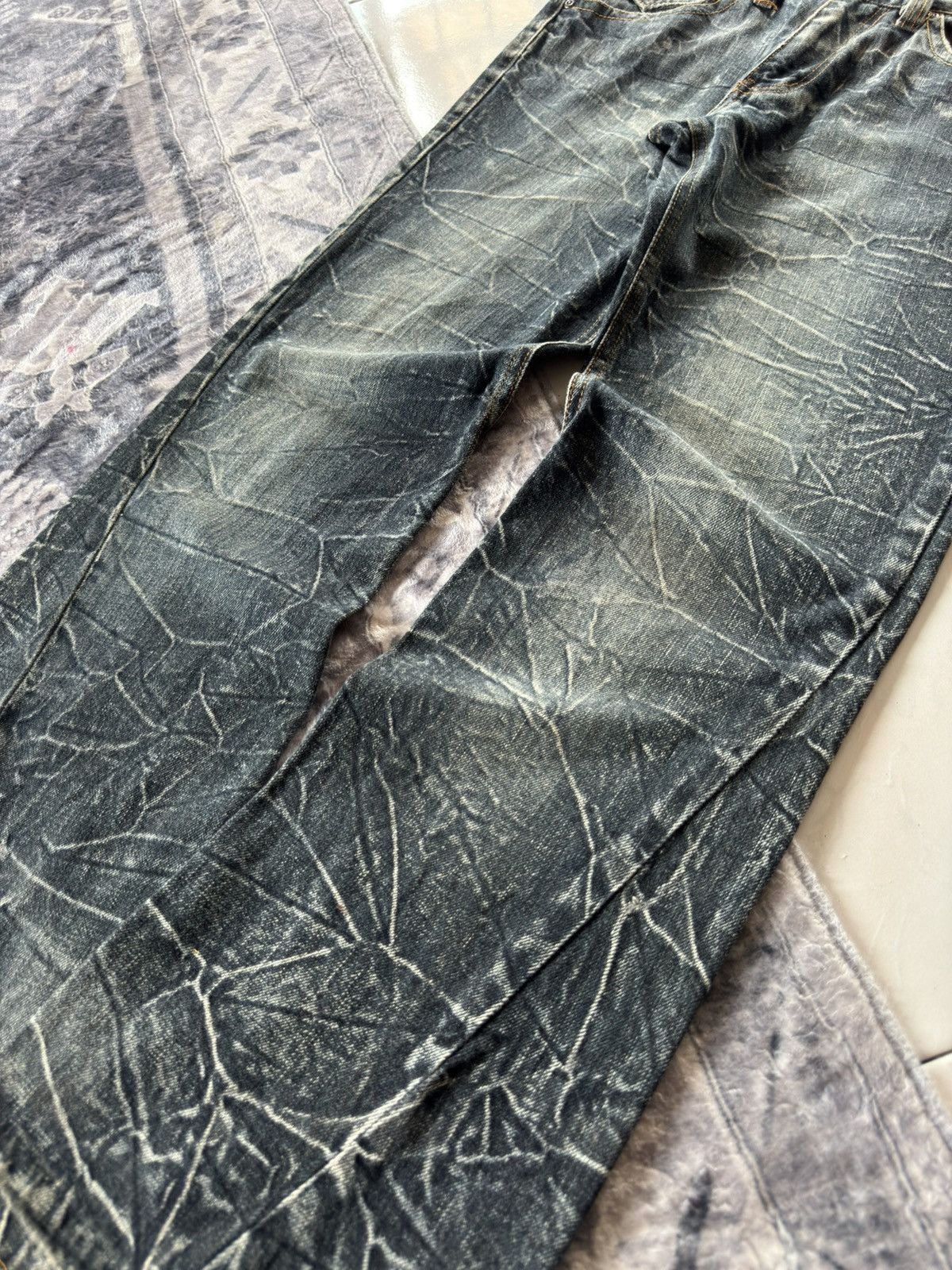 If Six Was Nine Nylaus Japan Shatter Wash Spiral Glam Flared Jeans Size US 30 / EU 46 - 5 Thumbnail