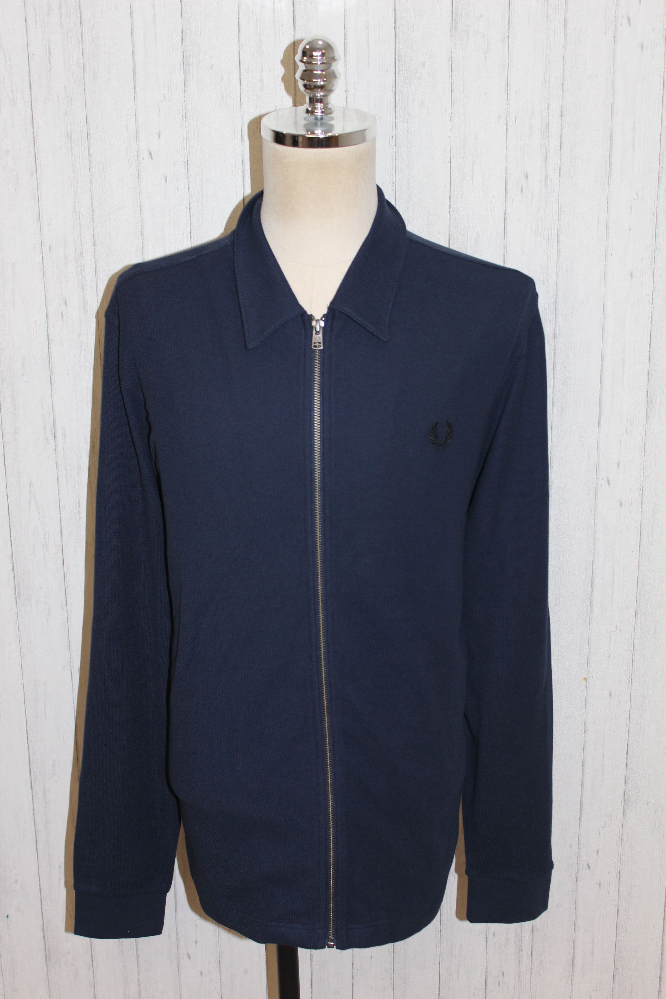 Fred Perry Men's FRED PERRY Long Sleeve Blue Zip Shirt Size US XL / EU 56 / 4 - 2 Thumbnail