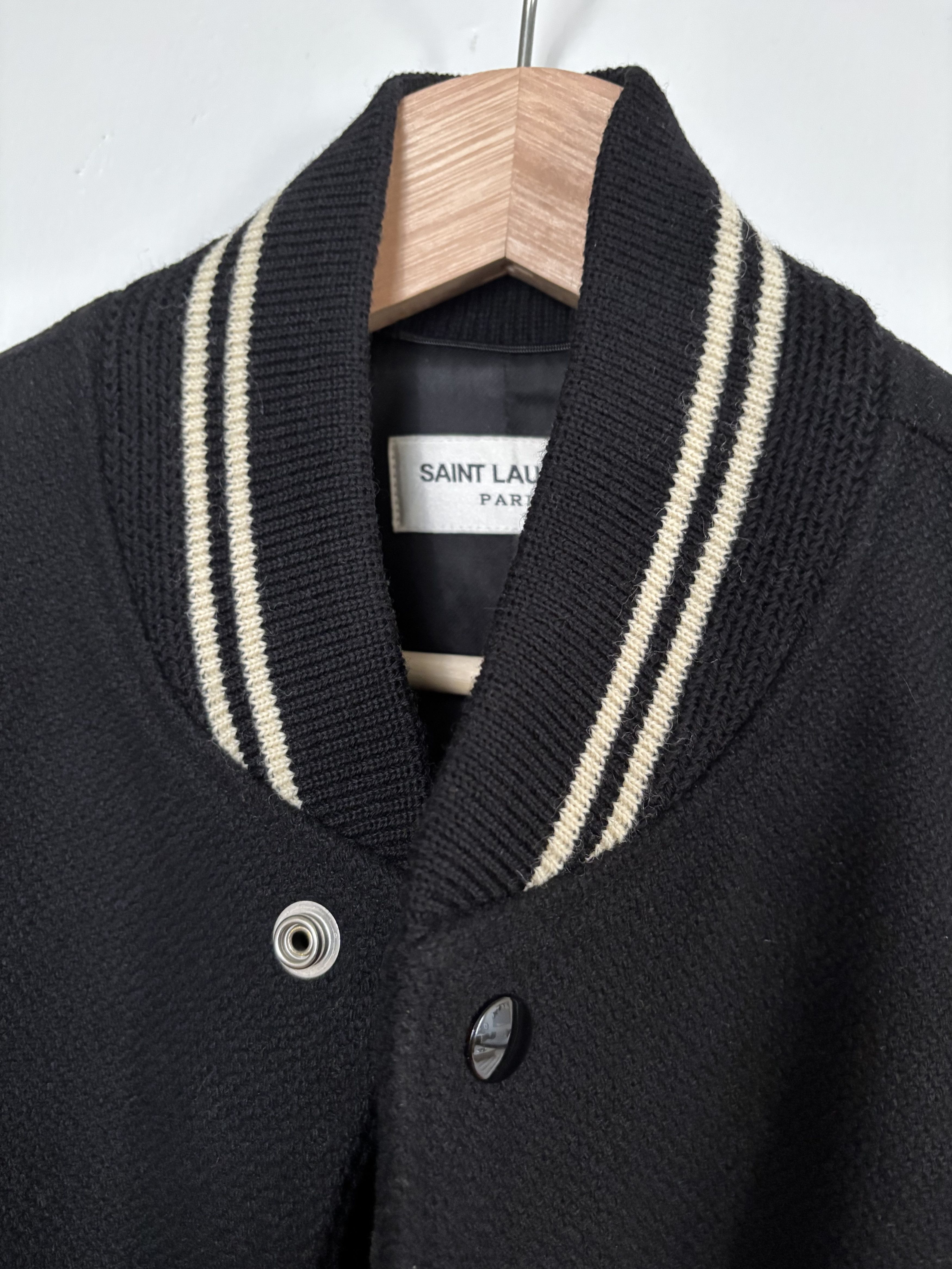Saint Laurent Paris CLASSIC TEDDY JACKET IN BLACK WOOL, LEATHER AND POLYAMIDE Size US S / EU 44-46 / 1 - 3 Thumbnail