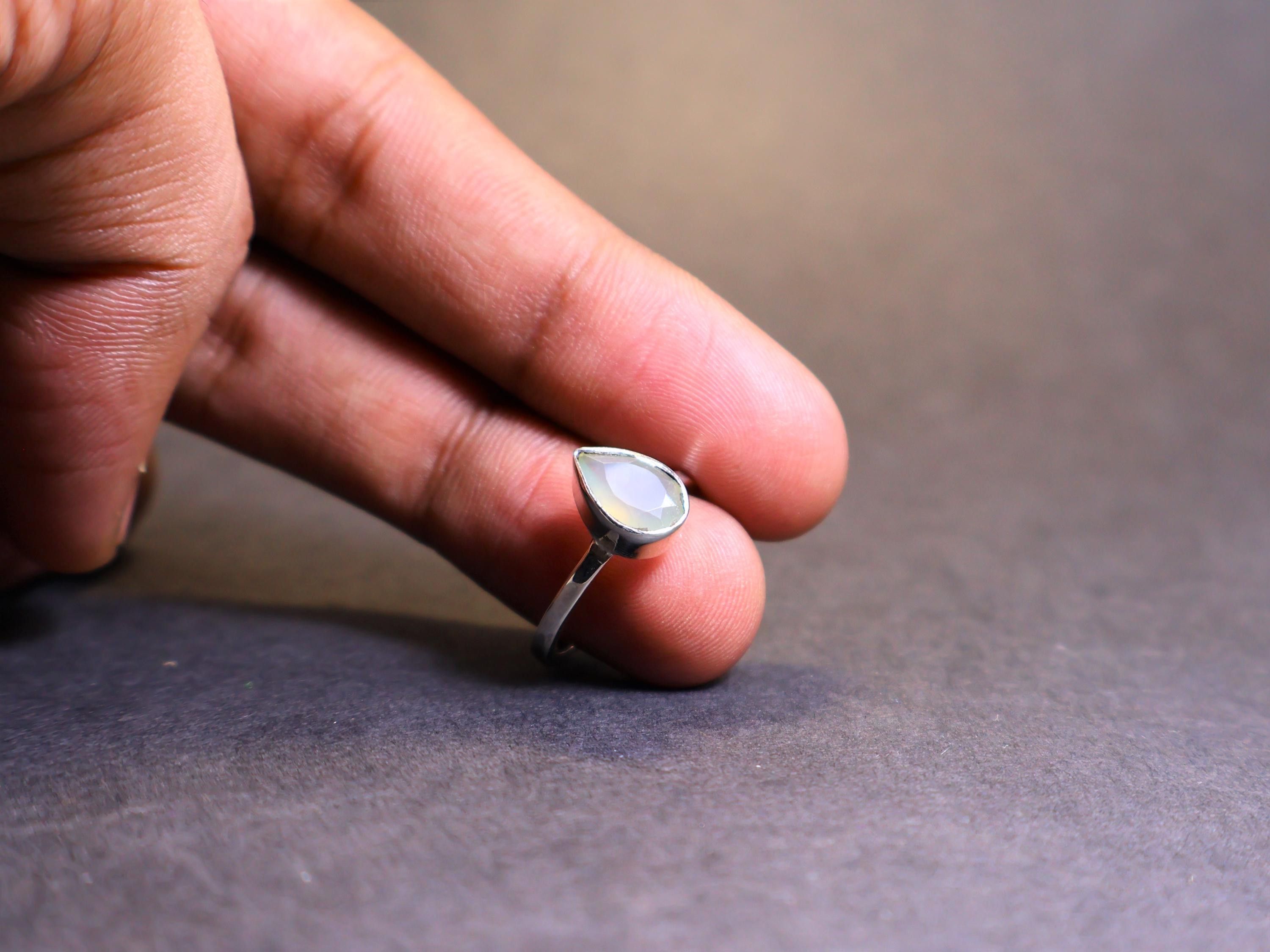 Handmade Aqua Chalcedony ring, Sterling silver ring, Handmade Ring, Size ONE SIZE - 8 Thumbnail