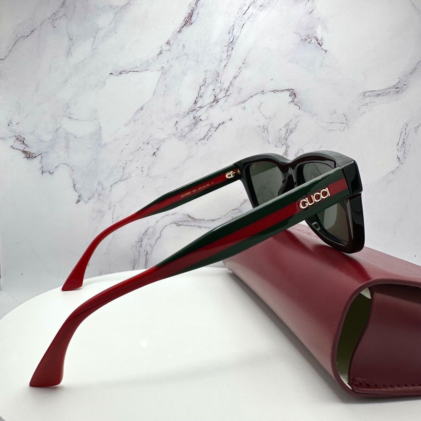 Gucci New GUCCI Sunglasses Black Gold 3D Metal Logo Square Size ONE SIZE - 14 Thumbnail