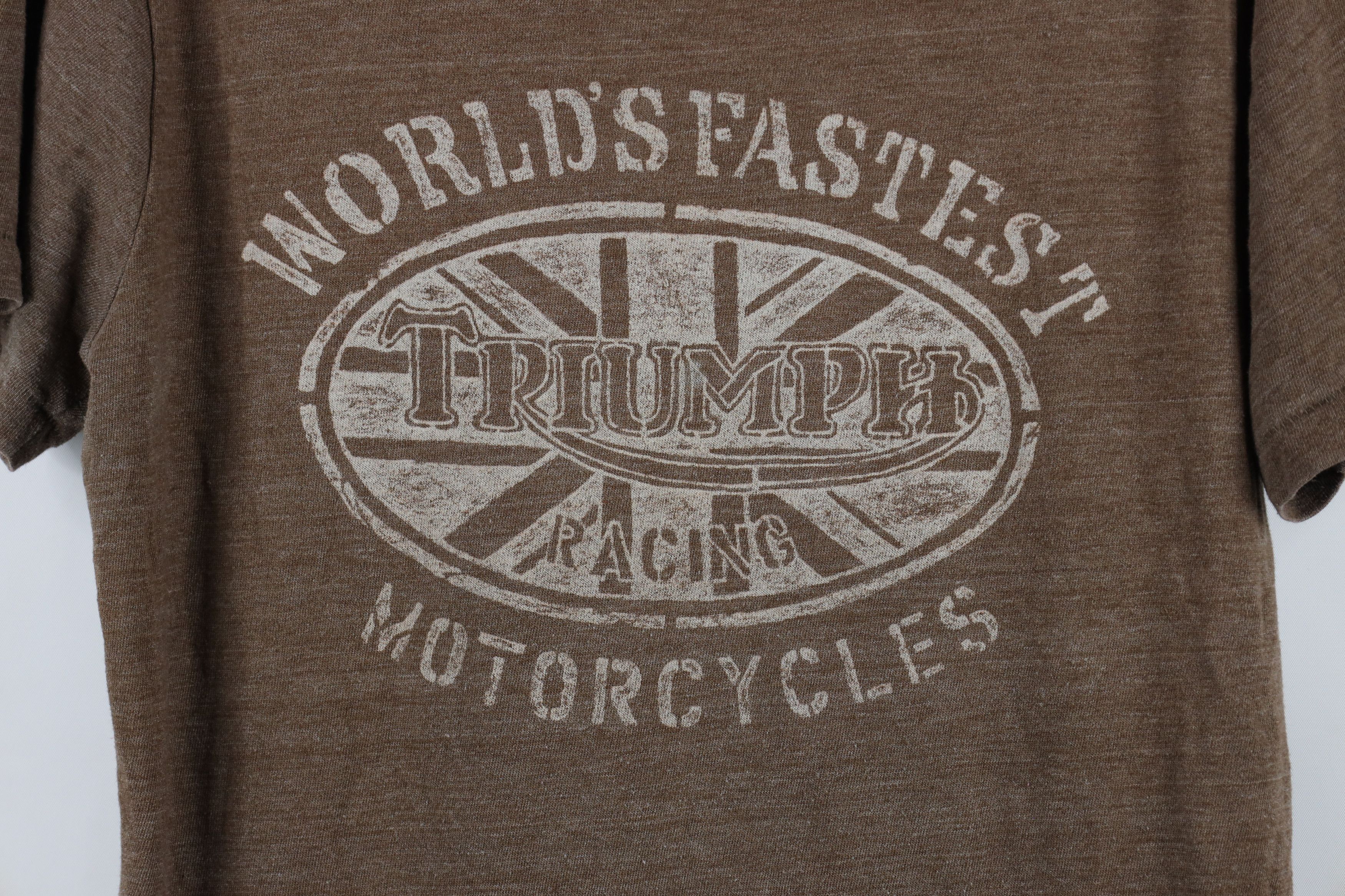 Lucky Brand × Vintage Vintage Lucky Brand x Triumph Motorcycles Thin T-Shirt Brown Size US S / EU 44-46 / 1 - 4 Thumbnail