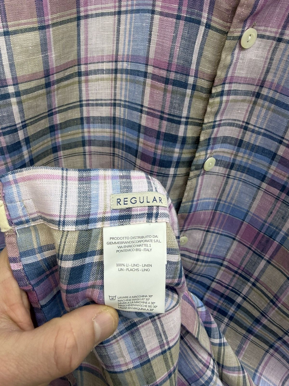 Tintoria Mattei Tintoria Mattei 954 100% Linen Plaid Shirt Size 41 16 Size US L / EU 52-54 / 3 - 11 Thumbnail
