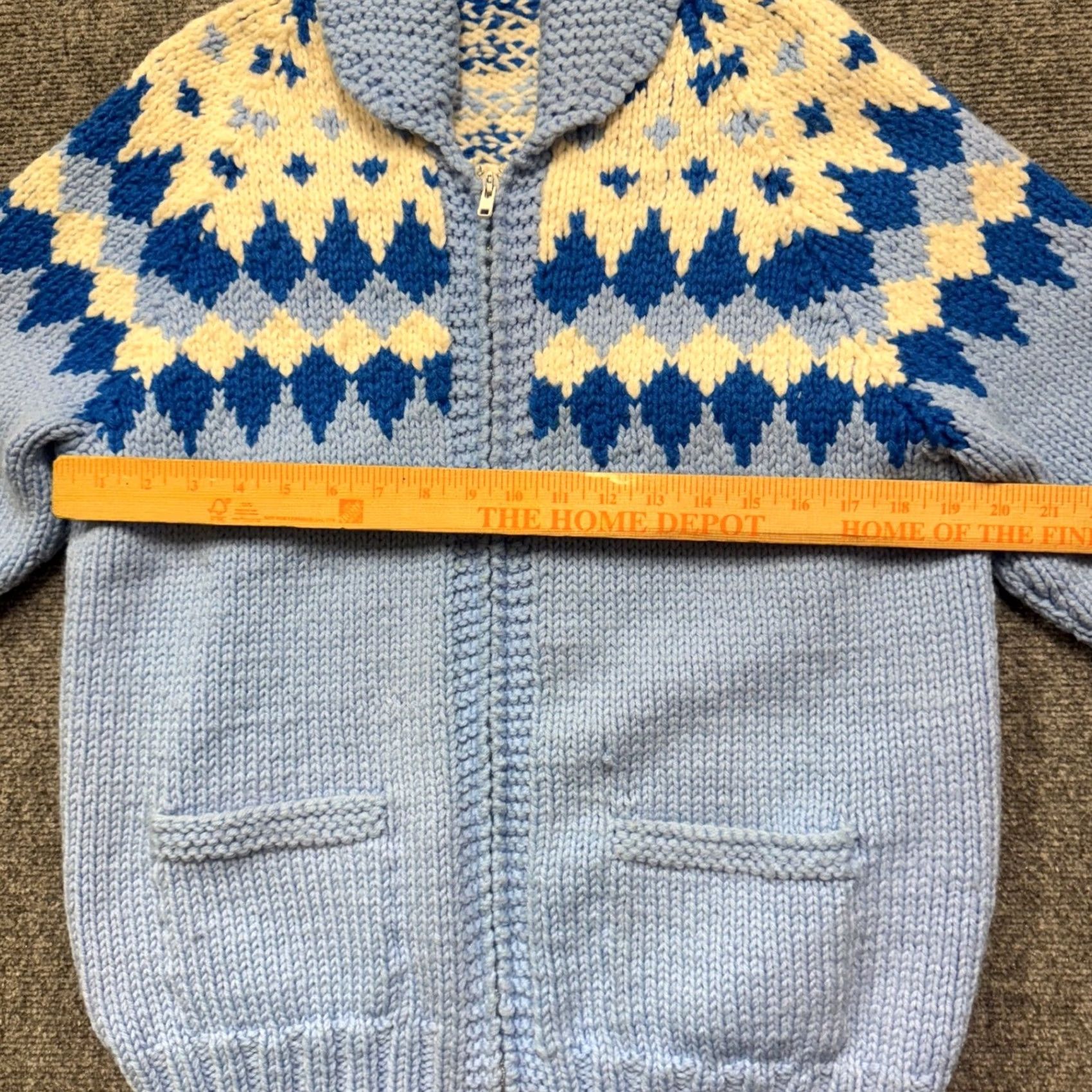 The Unbranded Brand VINTAGE Cardigan Sweater Men's M Blue Wool Distressed C&C Knit Stained Distressing C&C Cardigan Men Size US M / EU 48-50 / 2 - 6 Thumbnail