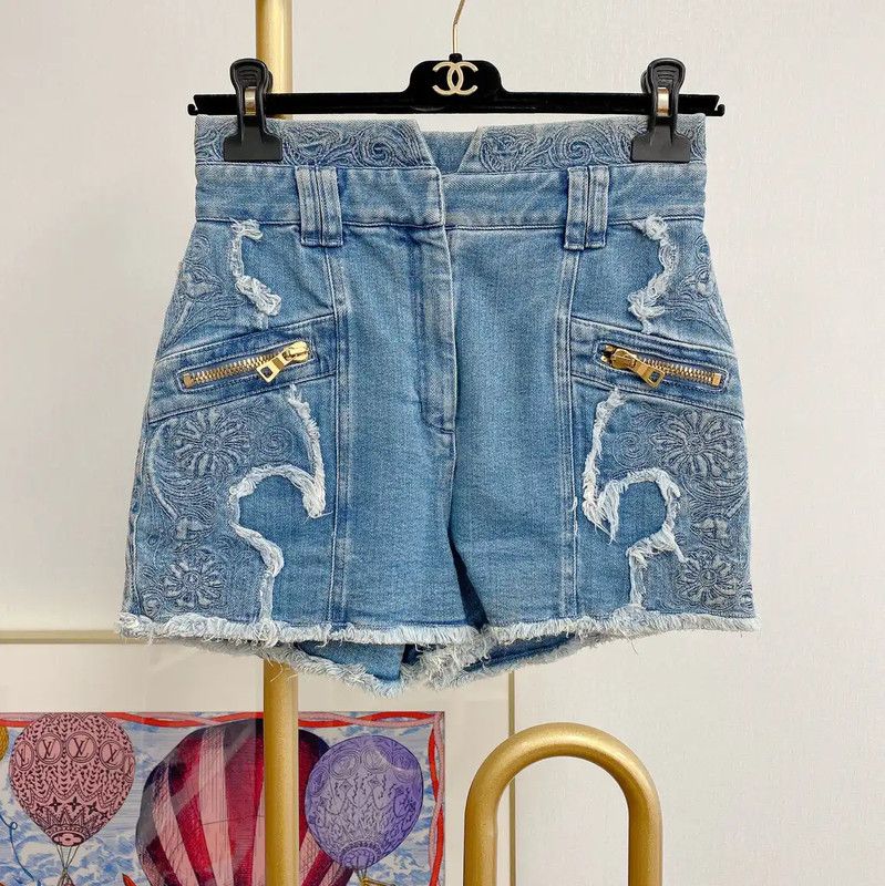 Balmain Balmain Summer Blue Cotton Women's Shorts 0089 Size 23" - 1 Thumbnail