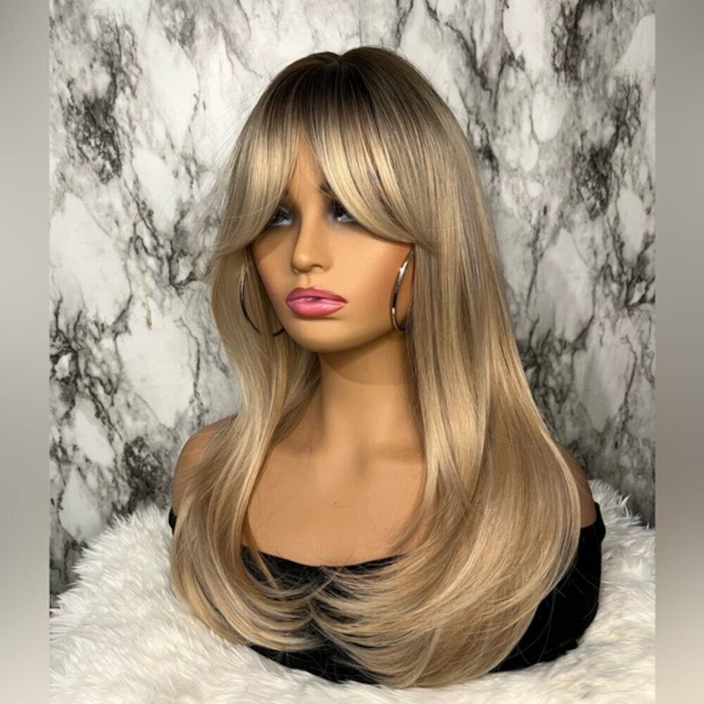 Other 20 In Layered Dark roots Blonde Side Bangs Wig Size ONE SIZE - 6 Thumbnail