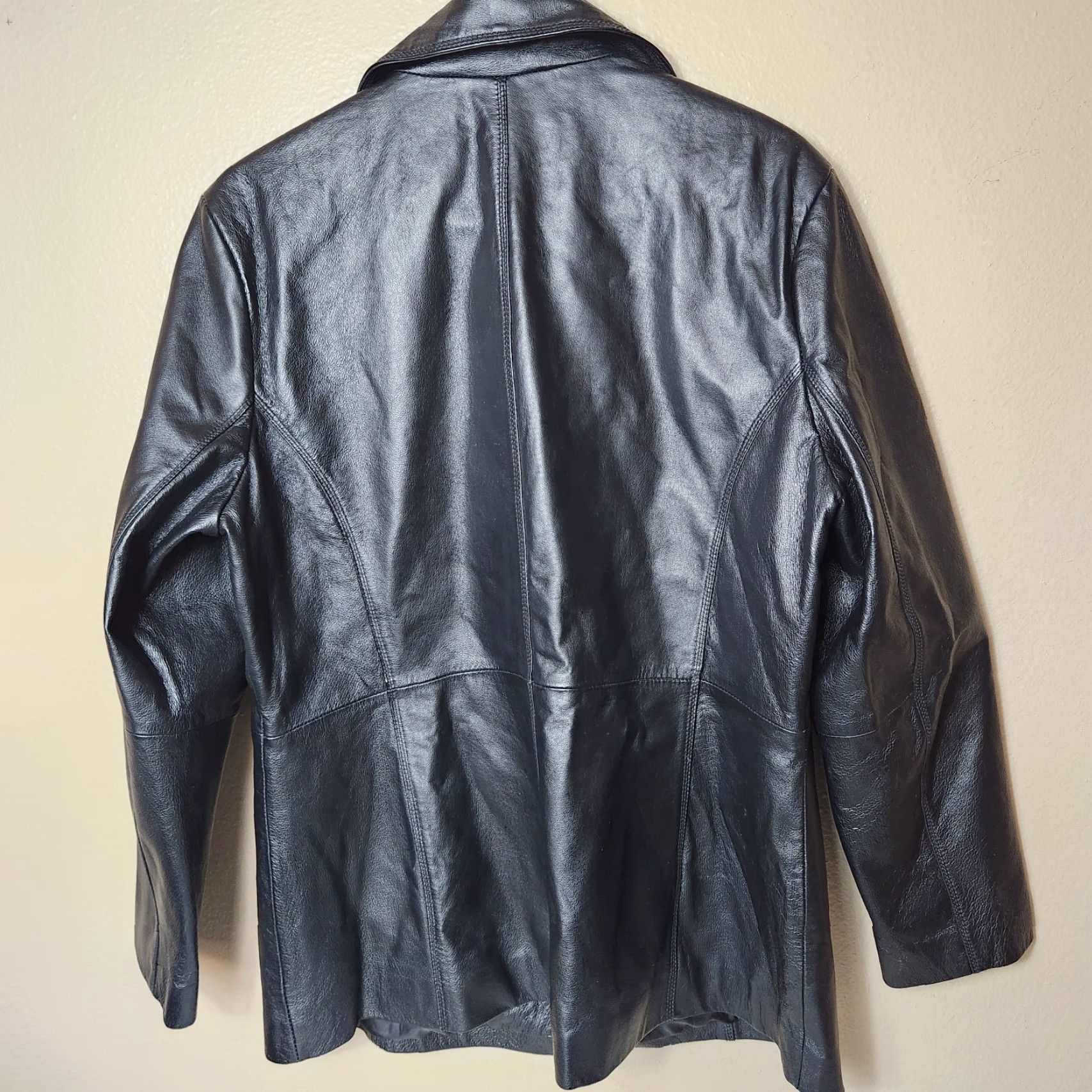 Worthington Worthington Womens Leather Notch Collar Buttonfront Jacket XL Black - Casual, Regular, Lined, Pockets, 2 Pockets, Fall Winter Spring Size XL / US 12-14 / IT 48-50 - 5 Thumbnail