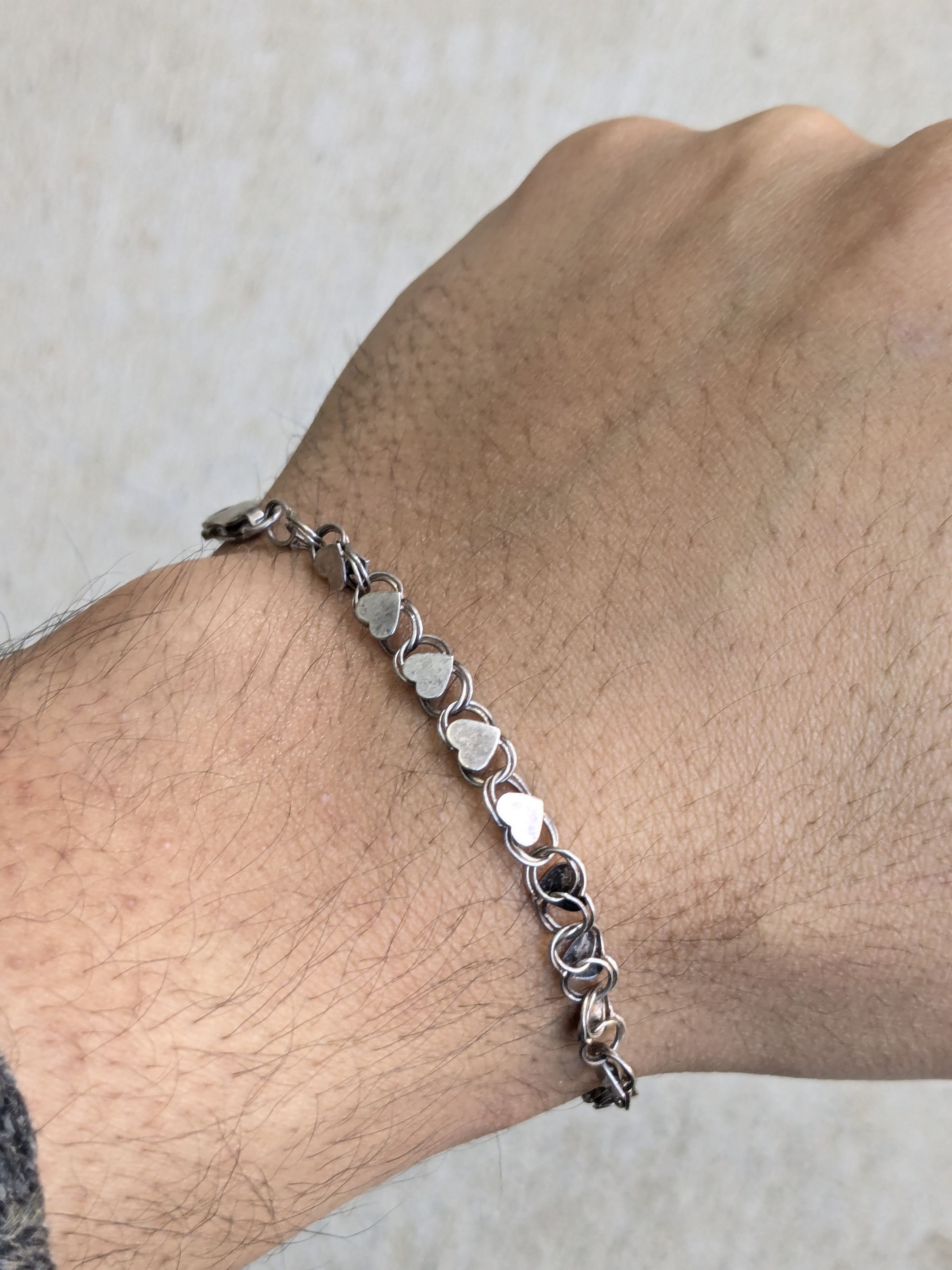 Sterling Silver Vintage Sterling Silver Bracelet Heart Round 7.25" Size ONE SIZE - 9 Thumbnail