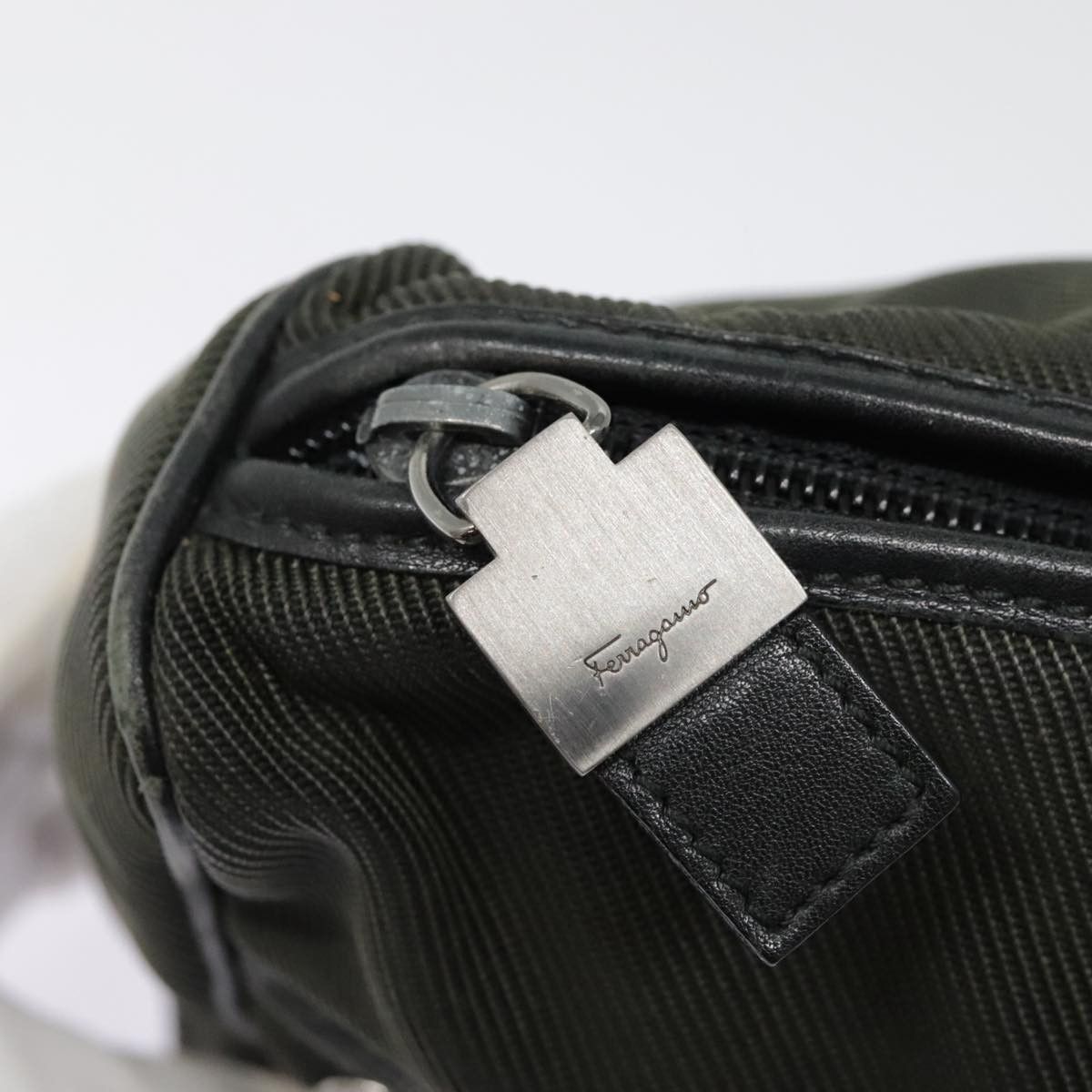 Salvatore Ferragamo Salvatore Ferragamo Clutch Bag Canvas Khaki Silver Size ONE SIZE - 13 Thumbnail