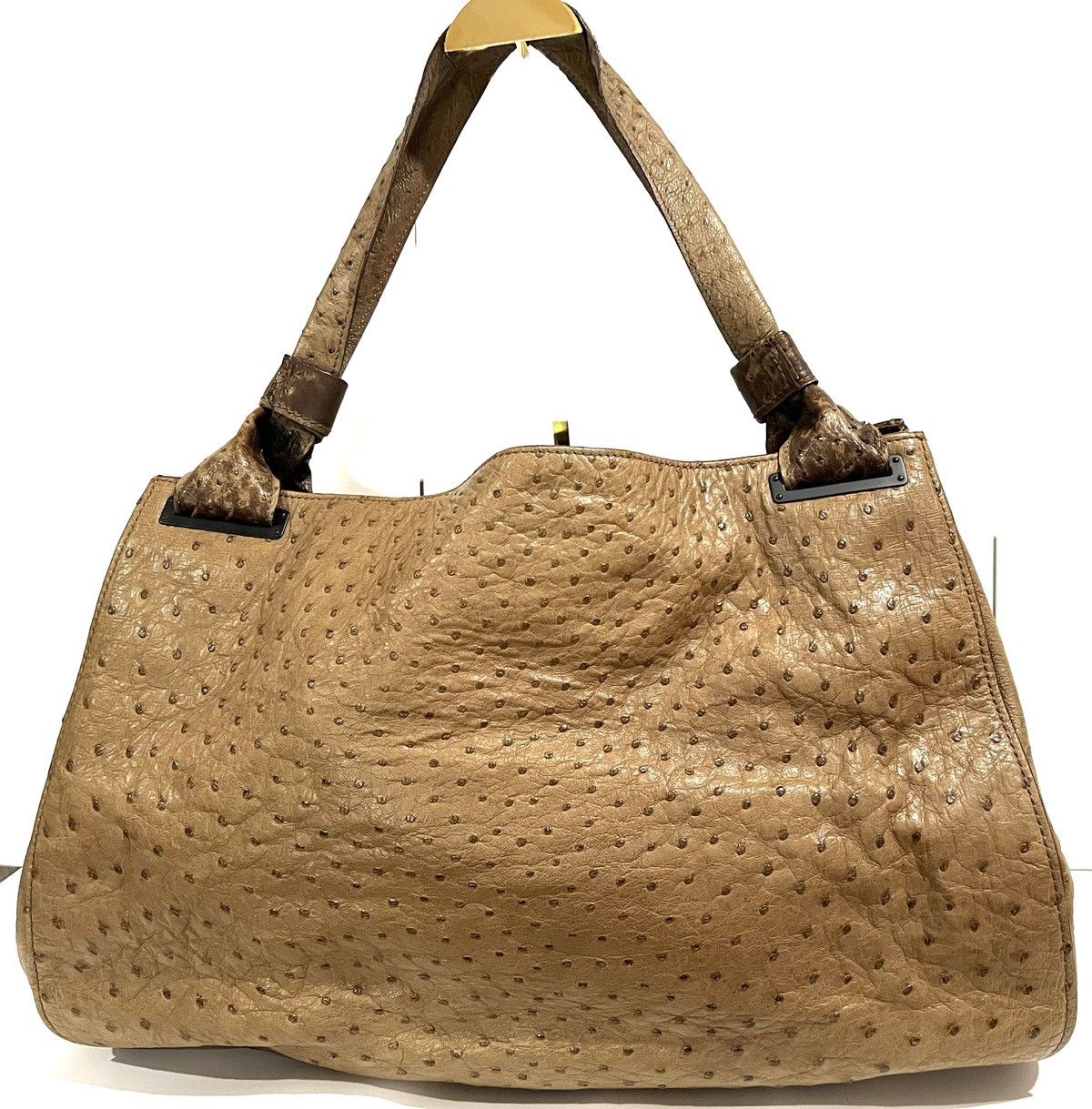 Gucci Gucci Tan Ostrich Leather Medium Shoulder Bag - Tom Ford Era Size ONE SIZE - 2 Thumbnail