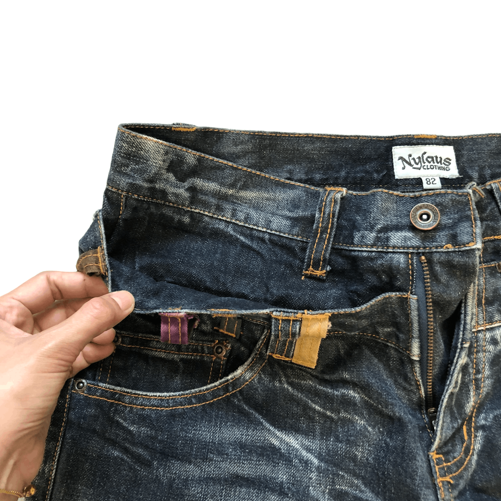 Japanese Brand NYLOUS LIMITED EDITION DOUBLE WAIST DENIM PANTS #5977-216 Size US 32 / EU 48 - 7 Thumbnail