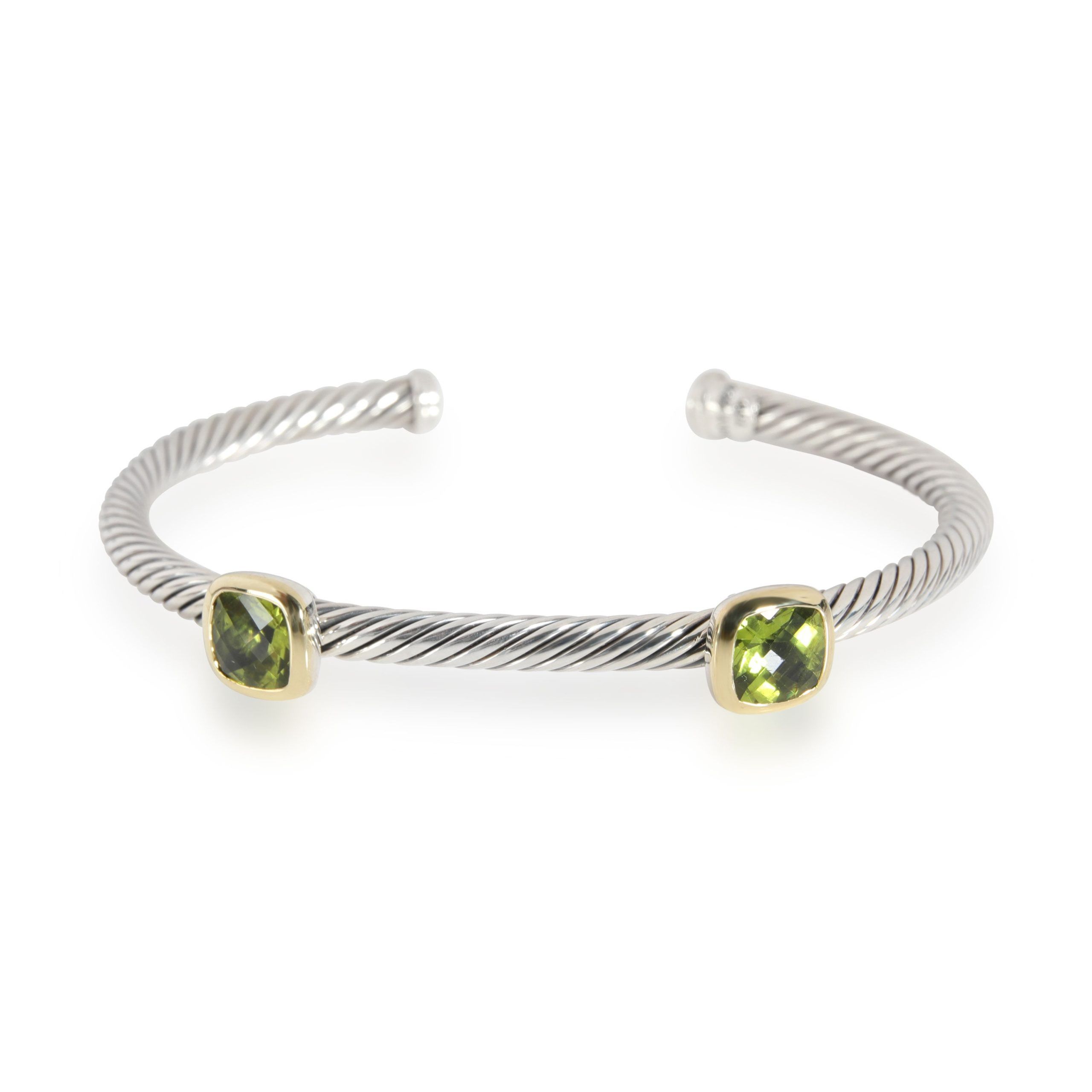 image of David Yurman Cable Peridot Bangle In 18K Yellow Gold/sterling Silver, Women's
