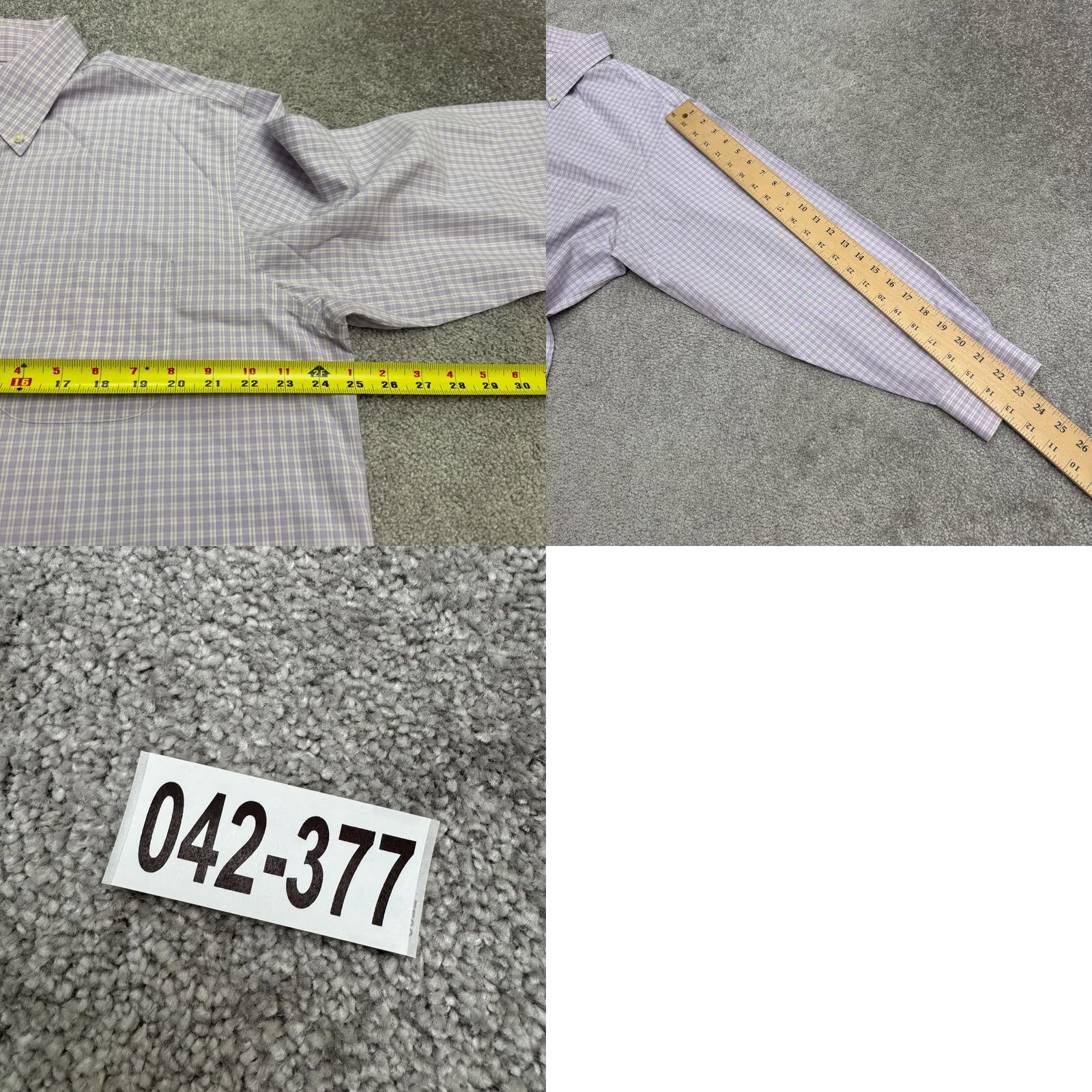 Brooks Brothers Brooks Brothers Dress Shirt Mens 16.5/33 Lavender White Check Cotton Non-Iron Size 46R - 9 Thumbnail