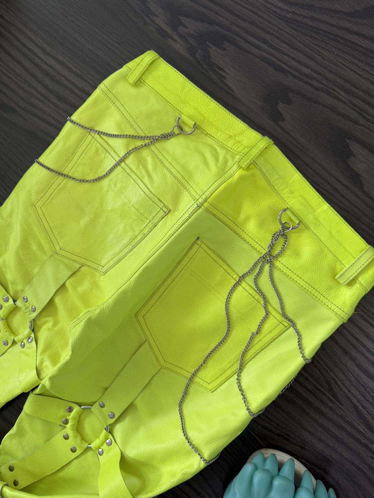 Ev Bravado × Vlone × Who Decides War Ev Bravado LEATHER BONDAGE NEON GREEN Size US 30 / EU 46 - 14 Thumbnail
