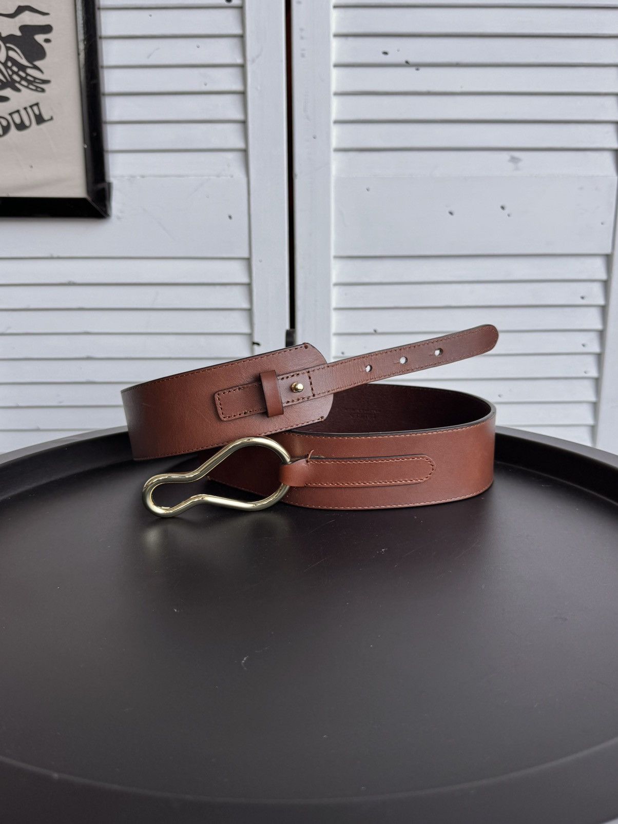 Lauren Ralph Lauren Ralph Lauren Equestrian Wide Leather Belt Gold-Tone Hook Size ONE SIZE - 10 Thumbnail
