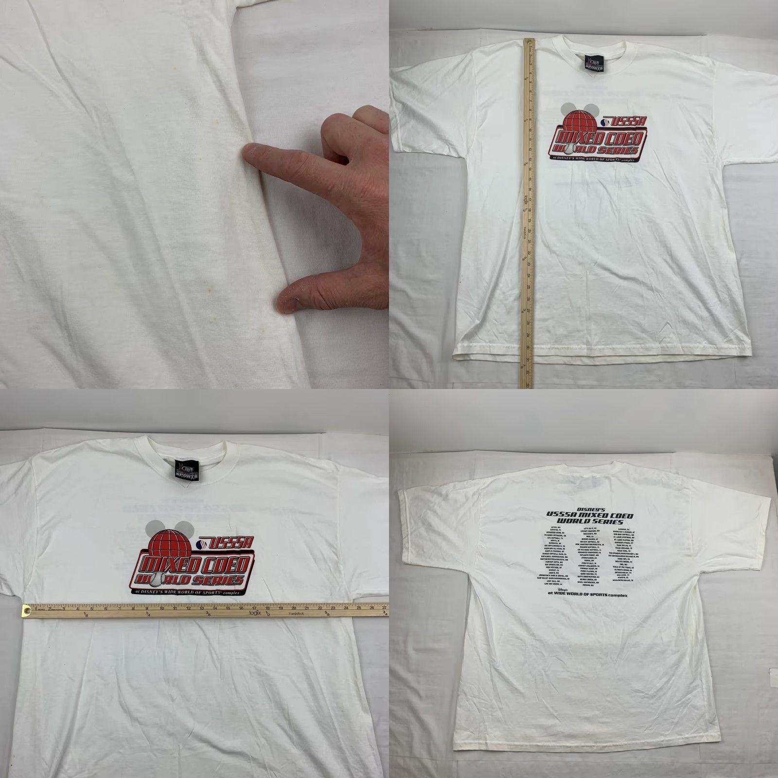 Disney VINTAGE Walt Disney World USSSA Baseball T Shirt Adult 2XL White Crew Neck Short Sleeve World Series Mens Size US XXL / EU 58 / 5 - 8 Thumbnail