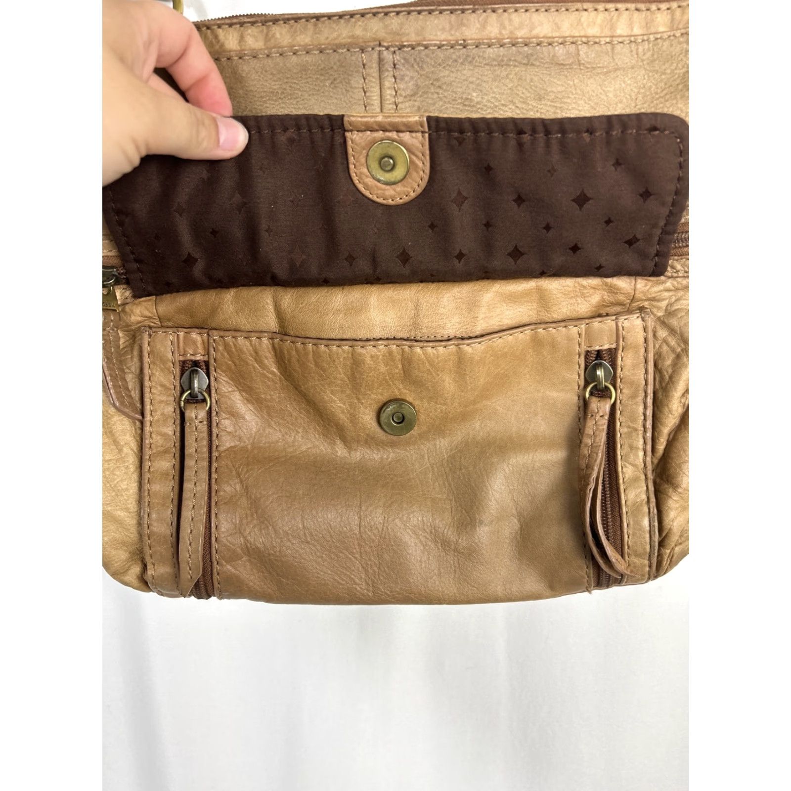 Fossil Fossil Shoulder Bag Brown Leather Crossbody Zipper Front Flap 11x11.5x2 Women Size ONE SIZE - 5 Thumbnail