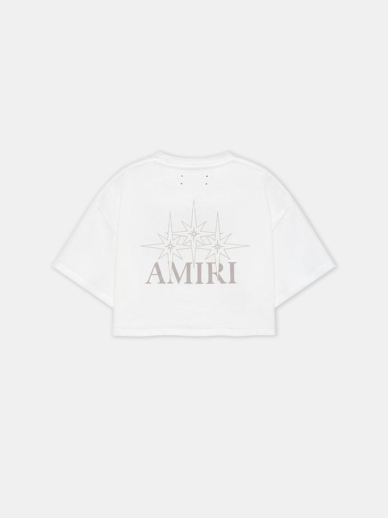 Amiri o1s1wg110426 Starburst Cropped T-Shirt in Ivory Size XL / US 12-14 / IT 48-50 - 2 Thumbnail