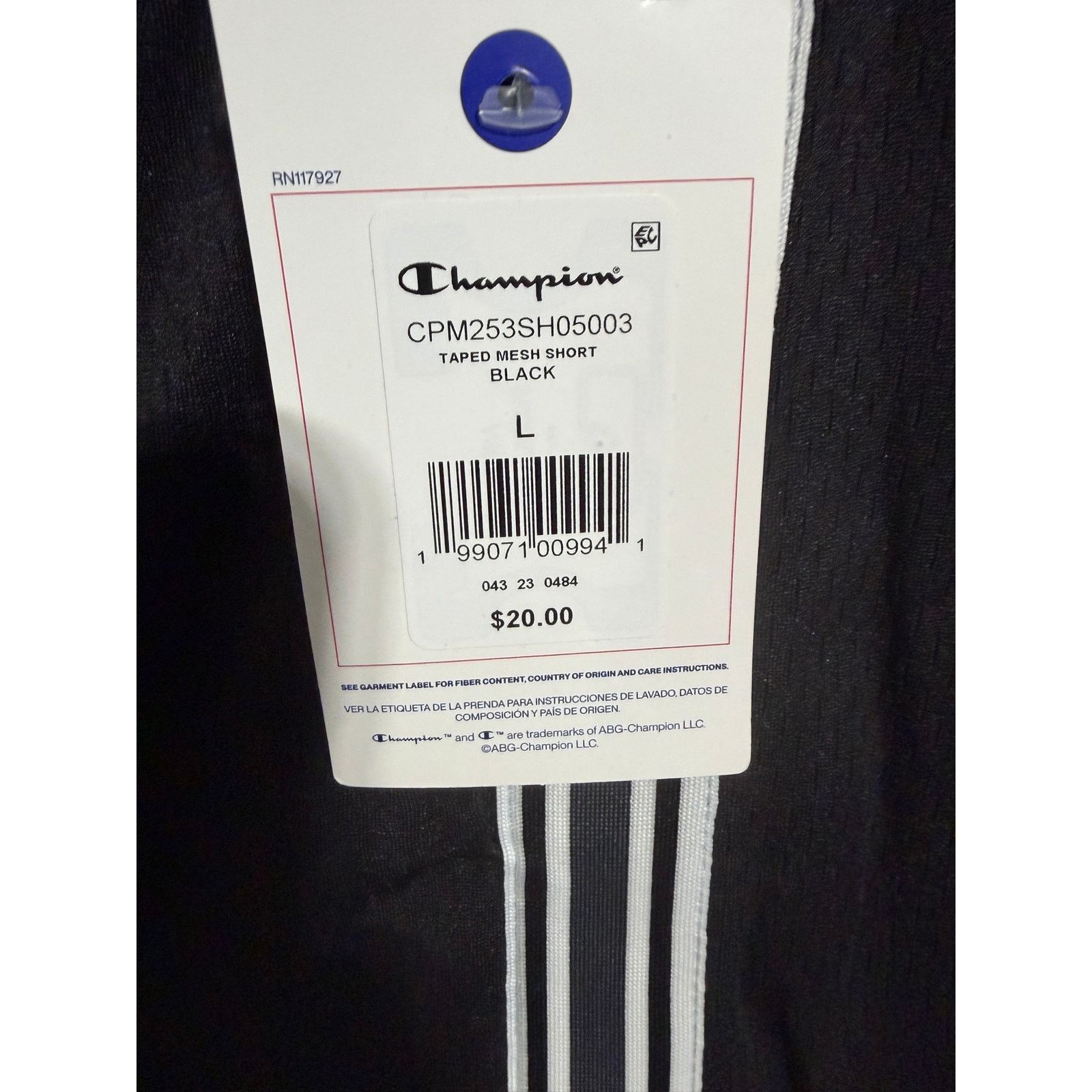 Champion Champion Mesh Shorts Large Black Stripe Drawstring Athletic Size US 36 / EU 52 - 4 Thumbnail