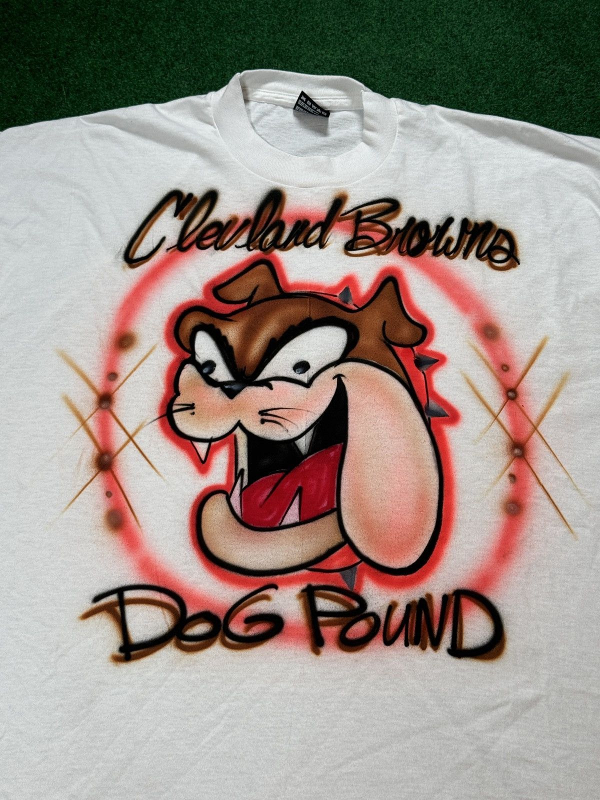 Fruit Of The Loom × Vintage Vintage 90s Cleveland Browns Dawg Pound Air Brush T Shirt Size US XXL / EU 58 / 5 - 2 Thumbnail