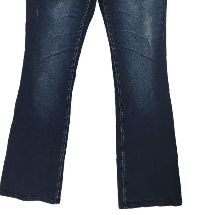 Vintage Womens Zco Boot Cut Jeans Blue Dark Wash Stretch Distressed Whiskered Juniors 5 Jeans Distressed Womens Size 27" / US 4 / IT 40 - 6 Thumbnail