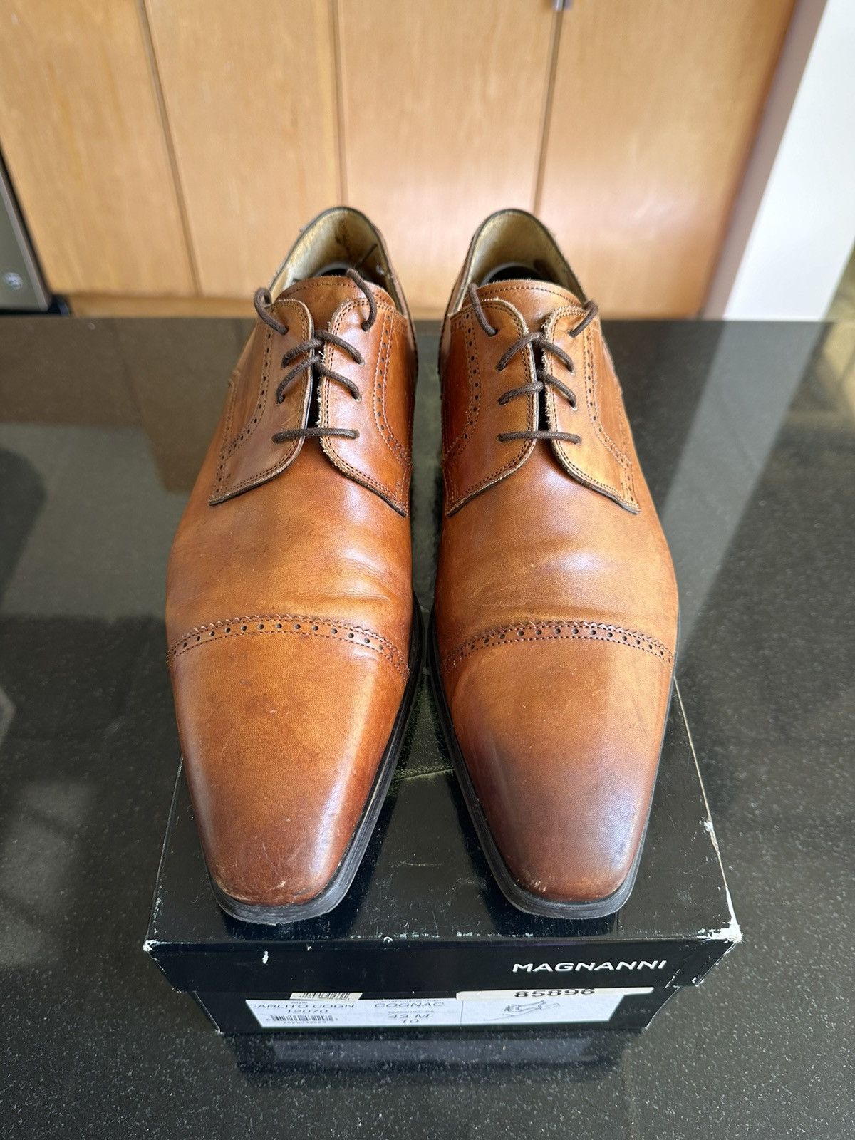Magnanni Magnanni Carlito Cap Toe Derby Lace Up Dress Shoes Cognac Size US 10.5 / EU 43-44 - 2 Thumbnail