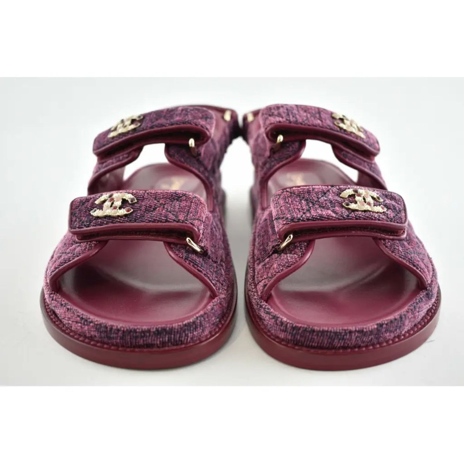 Chanel Chanel 21A Pink Velvet Denim CC Logo Mule Slide Strap Flat Size US 5.5 / IT 35.5 - 5 Thumbnail