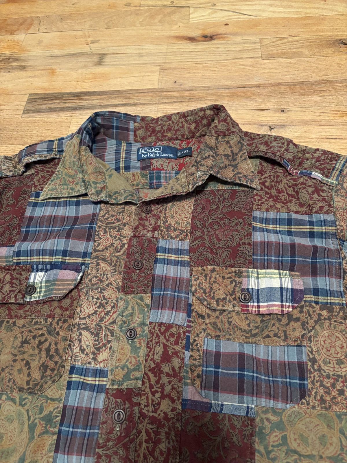 Polo Ralph Lauren Vintage Ralph Lauren Patchwork Blue Paisley Camp Collar Size US XXL / EU 58 / 5 - 3 Thumbnail
