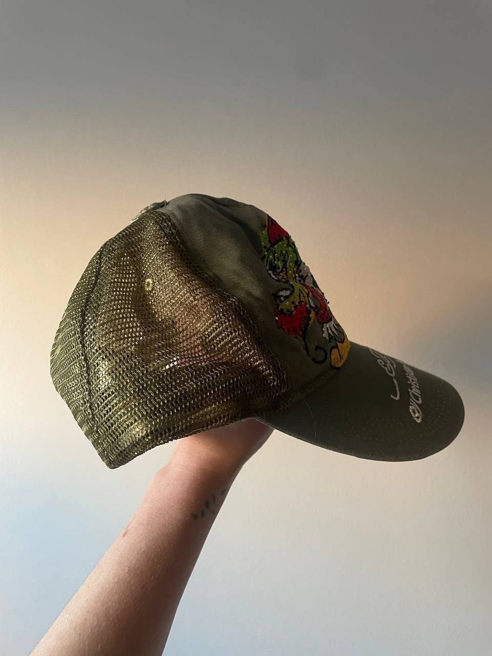 Christian Audigier VINTAGE ED HARDY BY CHRISTIAN AUDIGIER SWAROSKI TRUCKING HAT Size ONE SIZE - 2 Thumbnail