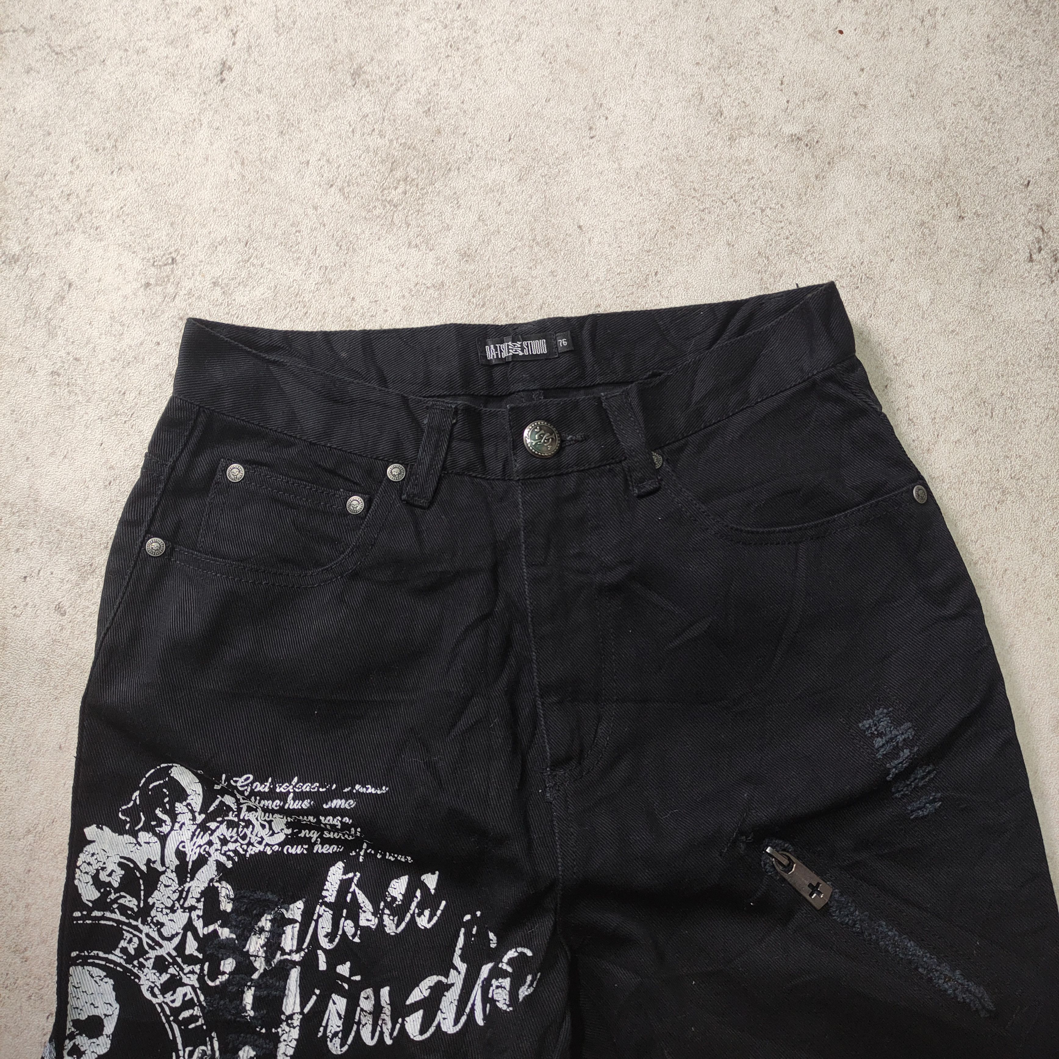 Japanese Brand × Seditionaries × Vintage Batsu Studio Printed Zipper Pocket Jeans Size US 29 - 7 Thumbnail