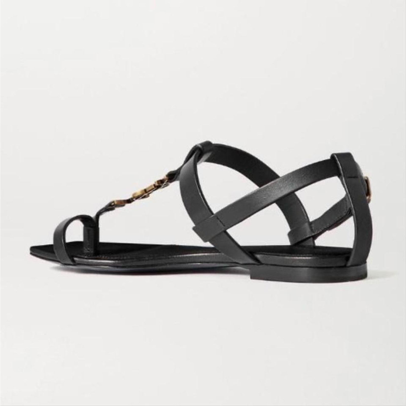 Saint Laurent Paris Cassandra monogram YSL logo leather thong sandals 40 Size US 10 / IT 40 - 4 Thumbnail